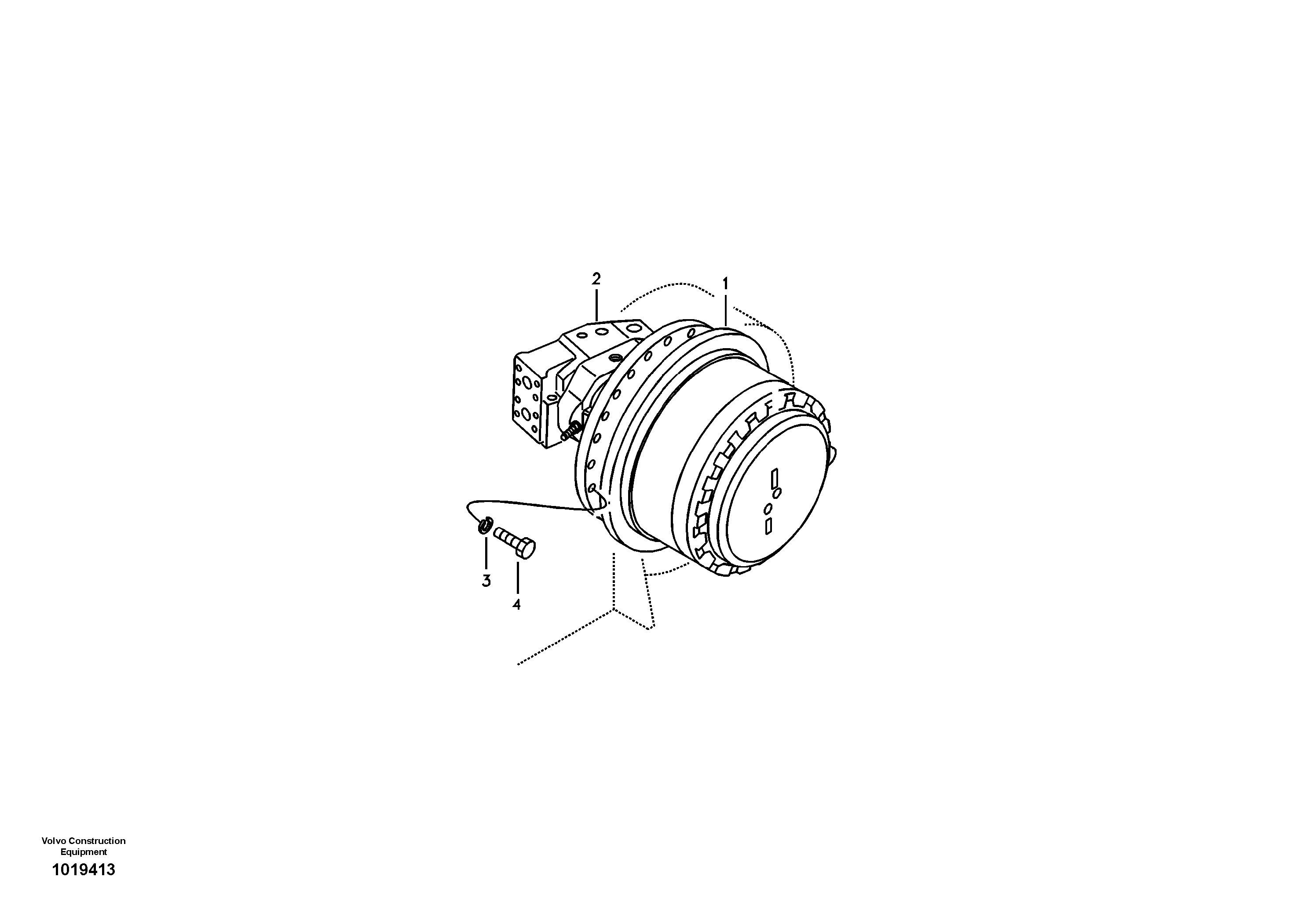 Travel motor with mounting parts — volvo parts diagram