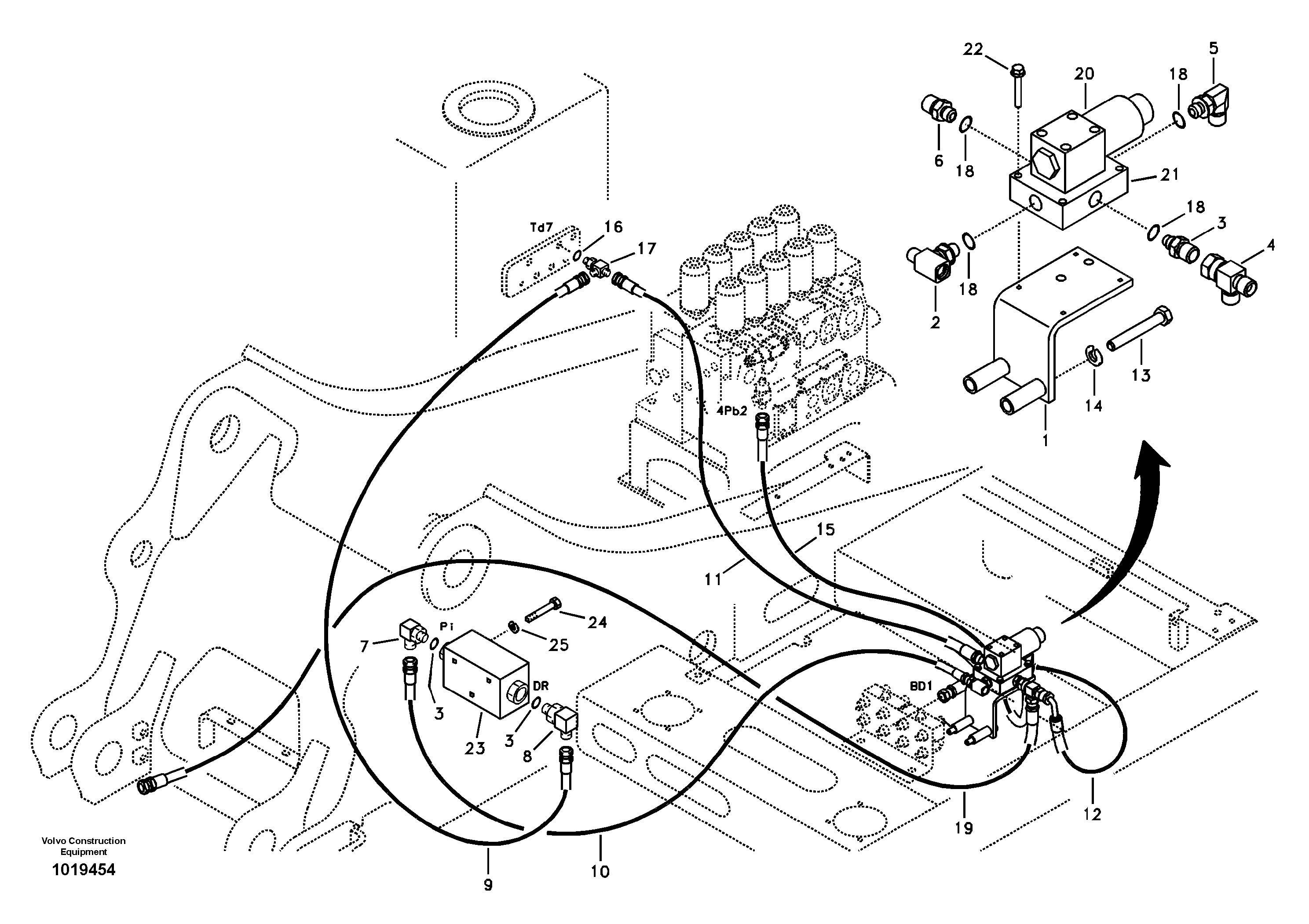 Servo system, control valve to solenoid valve — volvo parts diagram