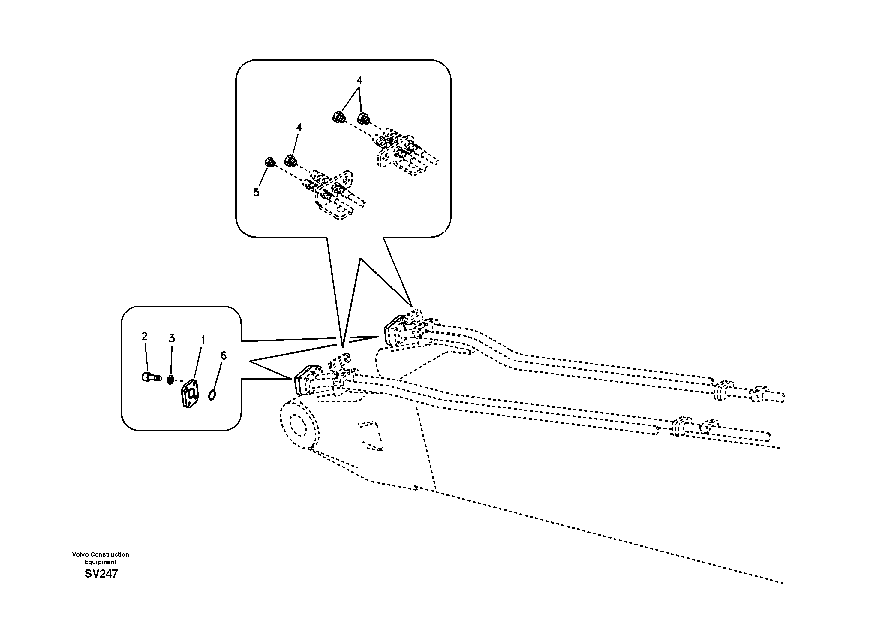 Working hydraulic, hydraulic plugs for no dipper arm — volvo parts diagram