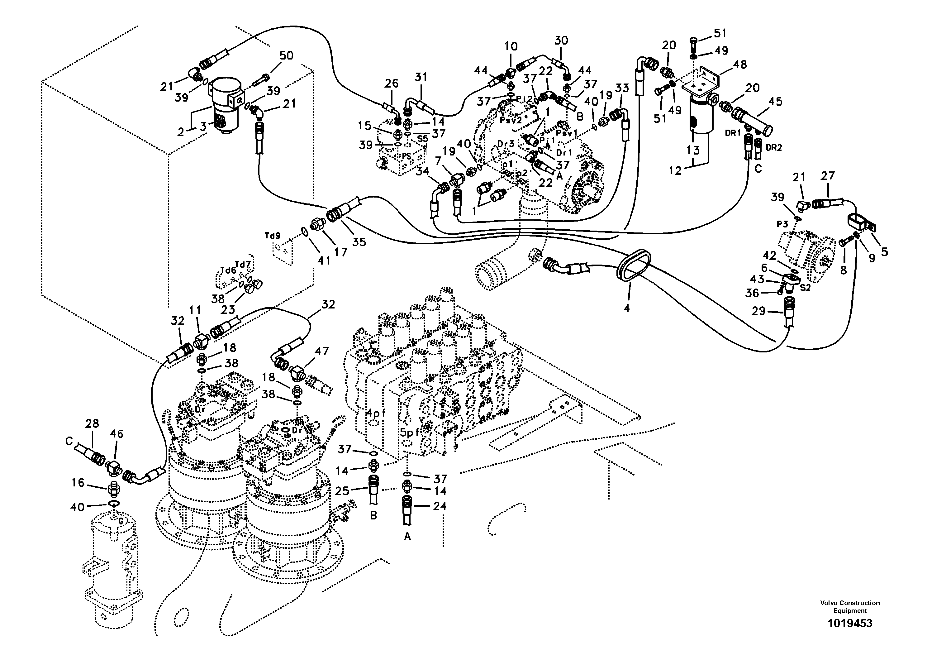Servo system, pump piping and filter mount. — volvo parts diagram