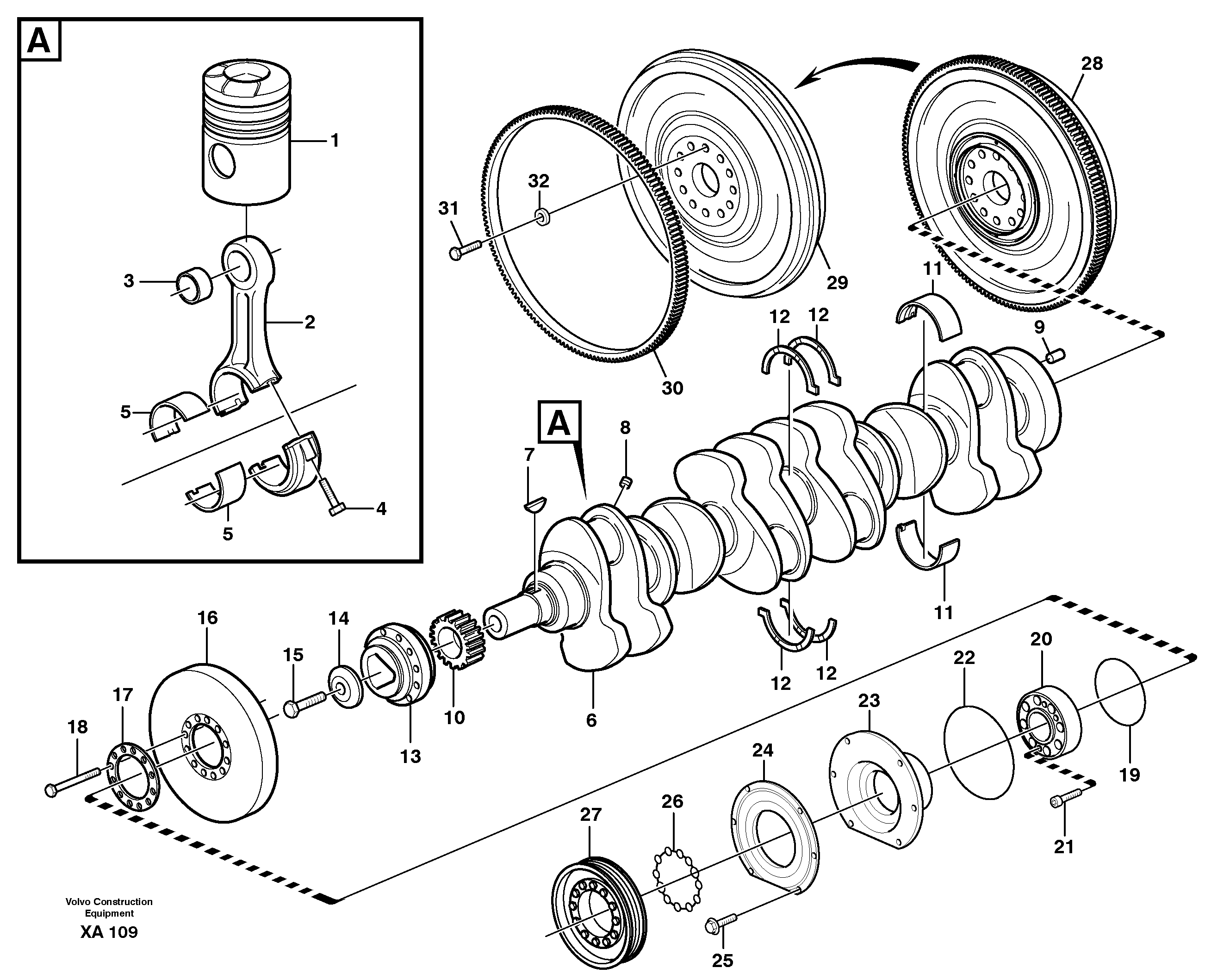 Crankshaft and related parts — volvo parts diagram