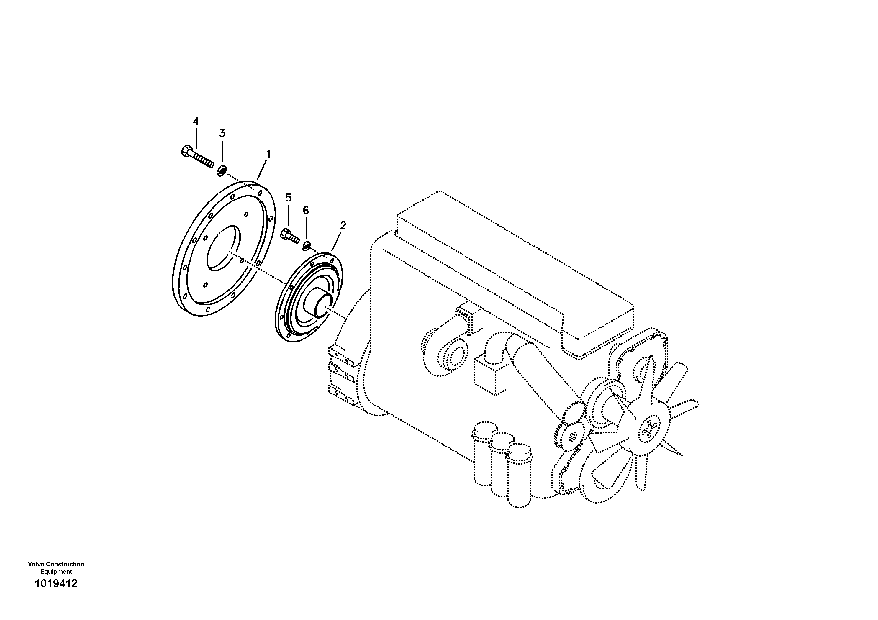 Pump gearbox with assembling parts — volvo parts diagram