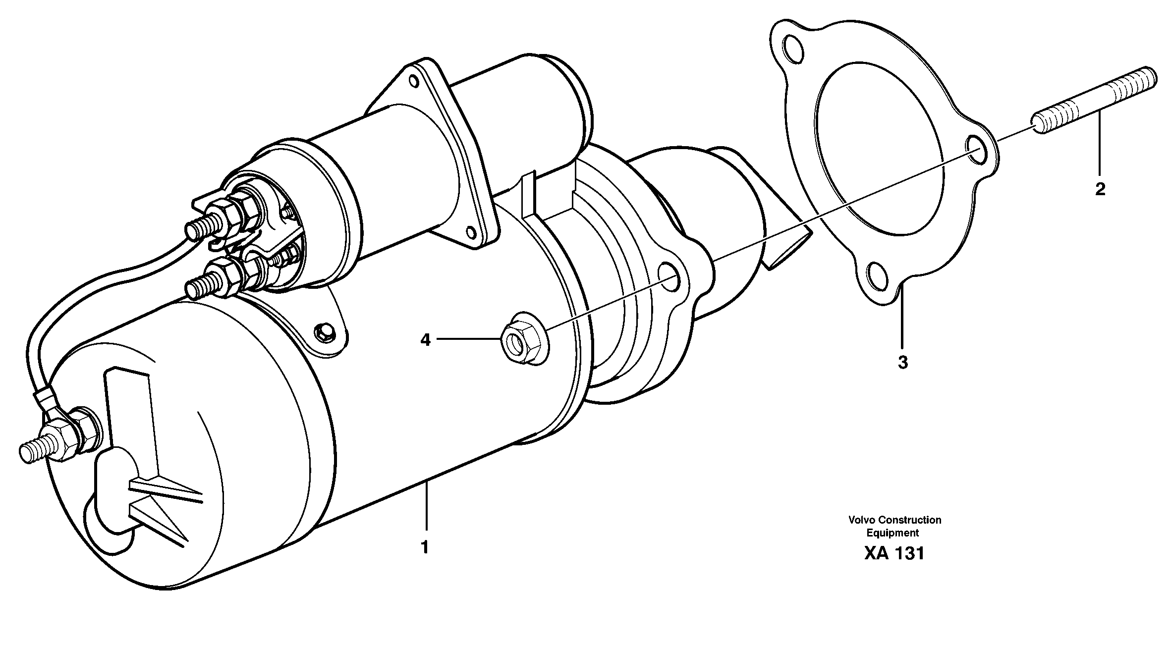 Starter motor with assembling details — volvo parts diagram