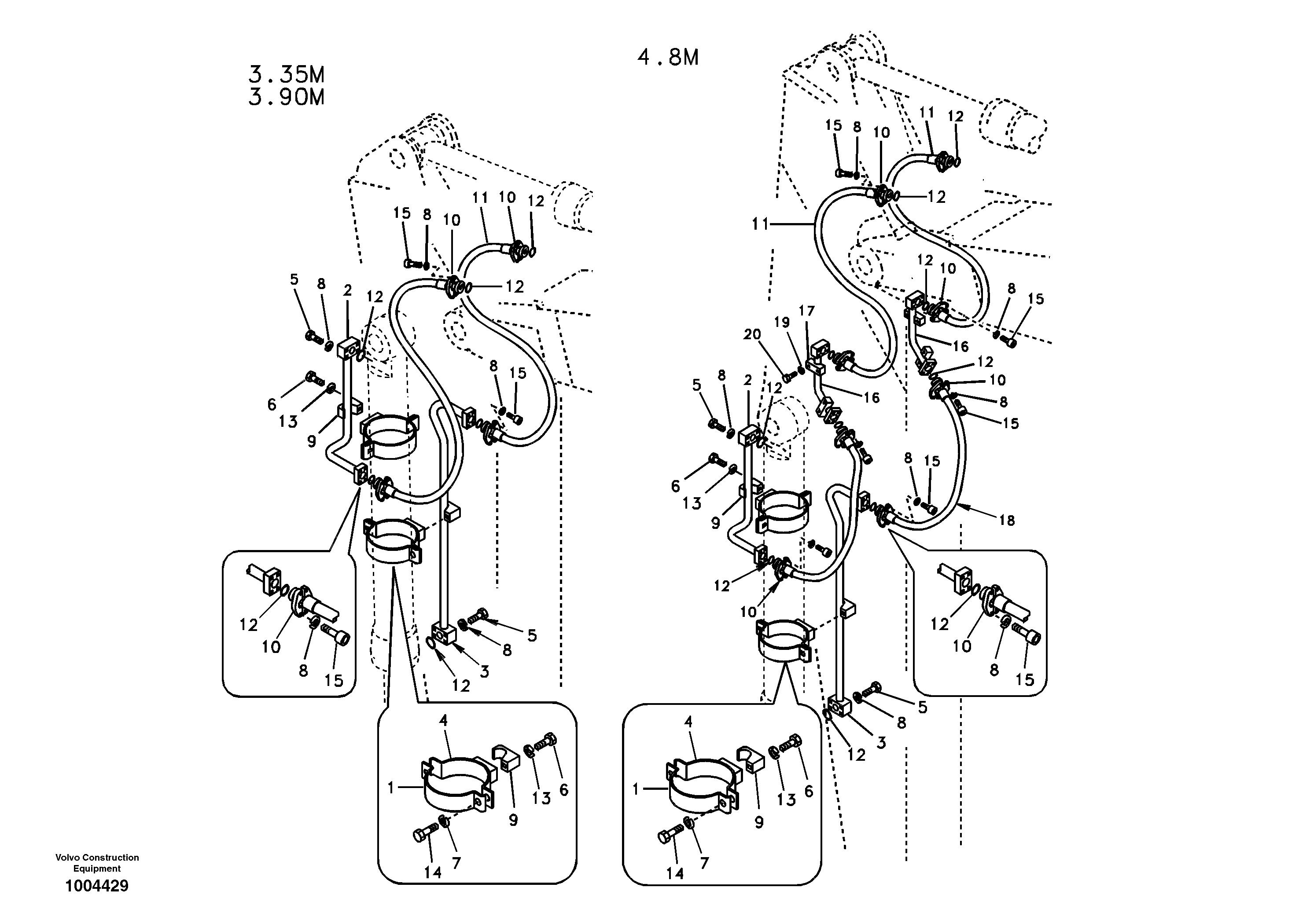 Working hydraulic, bucket cylinder on dipper arm — volvo parts diagram