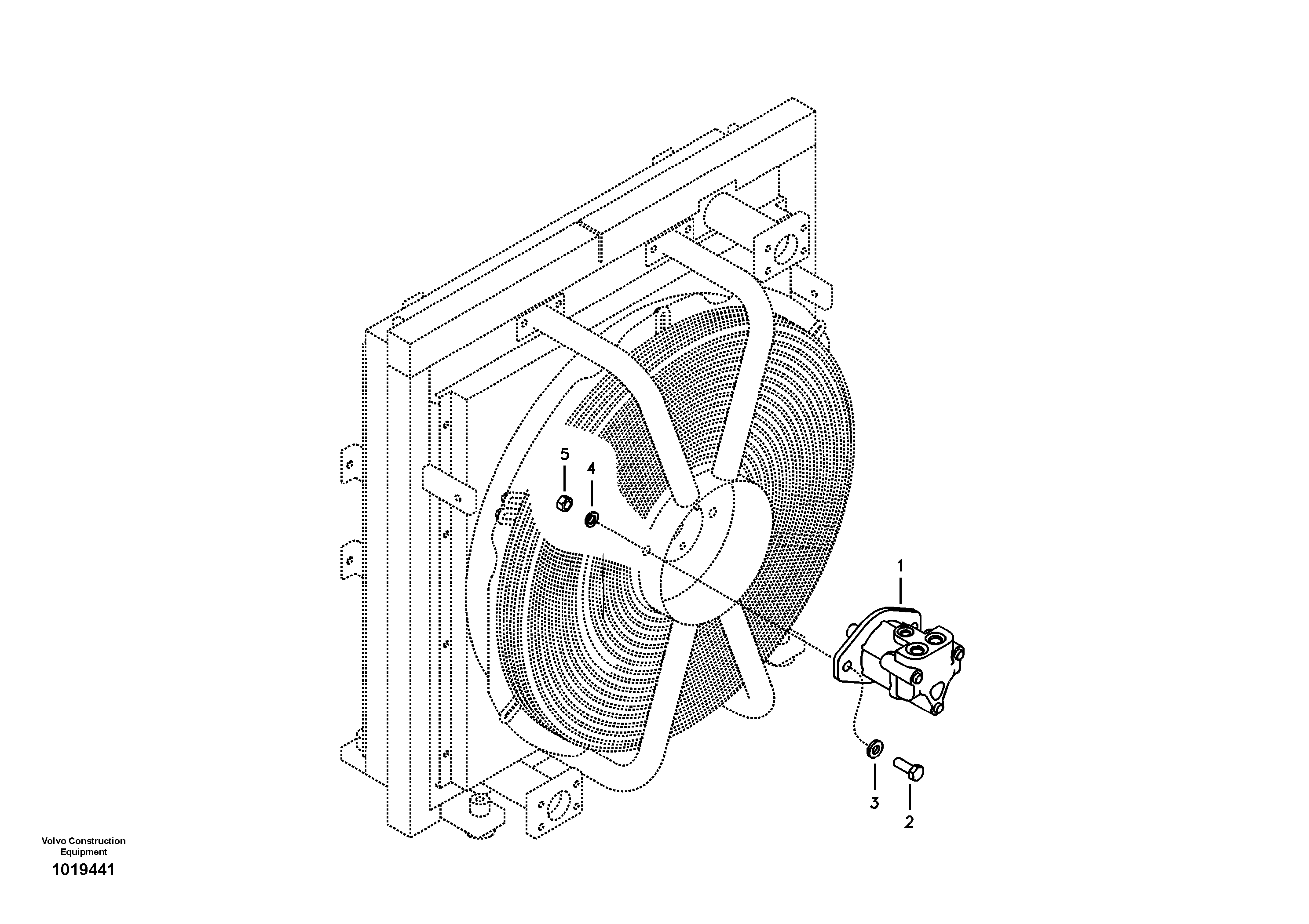 Hydraulic system, oil cooling fan motor mount — volvo parts diagram