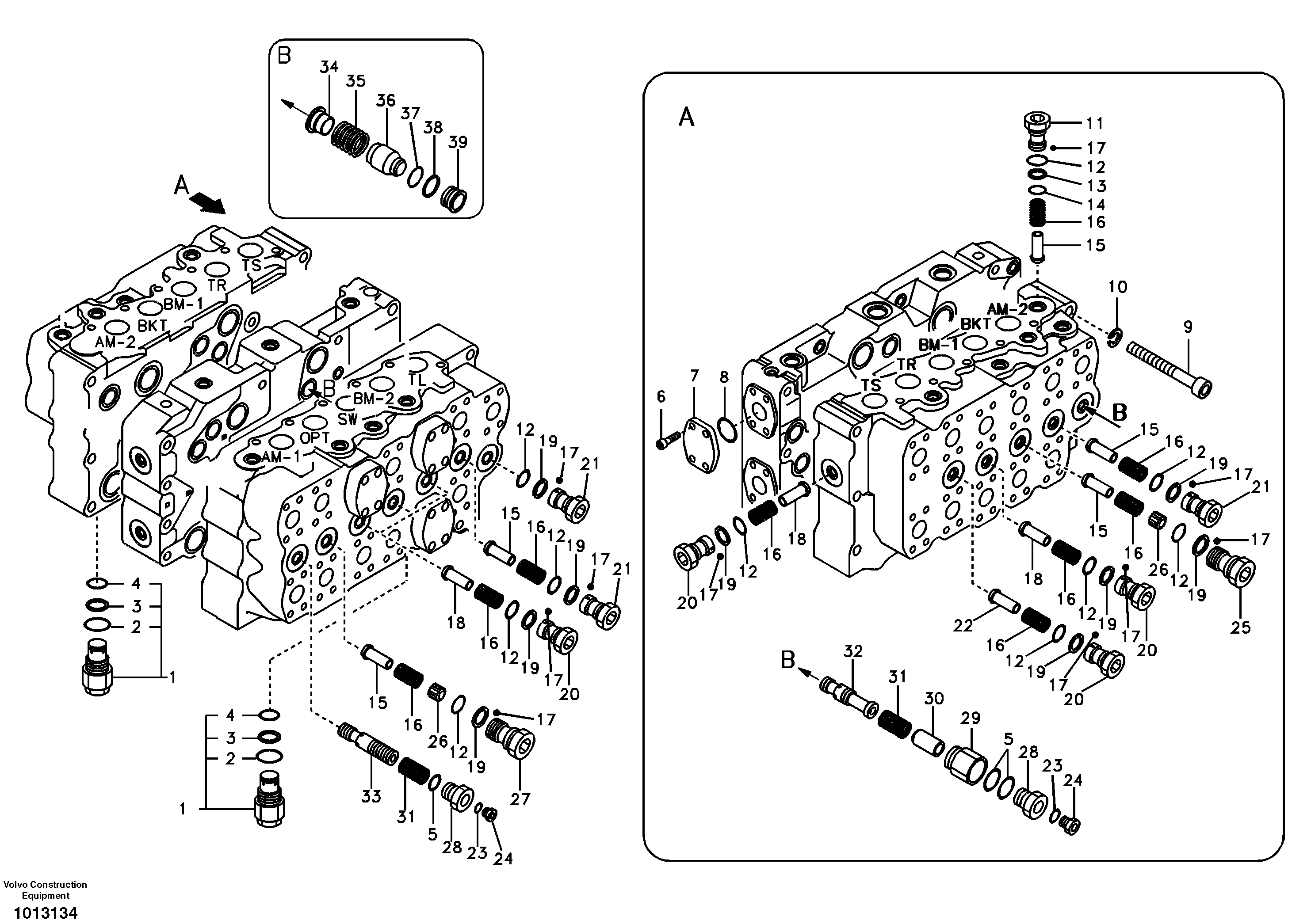 Main control valve, port valve — volvo parts diagram