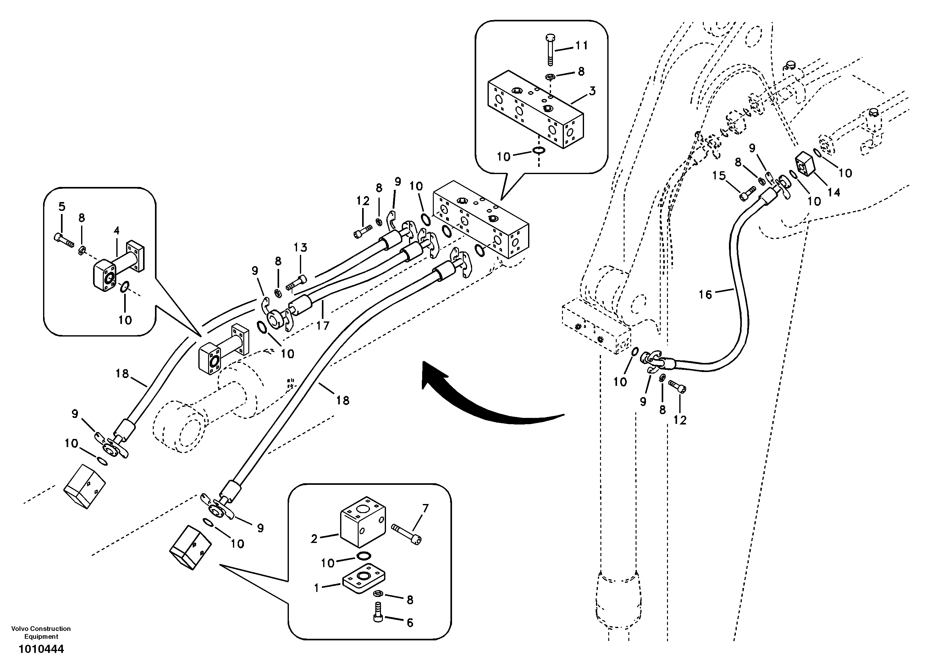 Working hydraulic, clamshell — volvo parts diagram