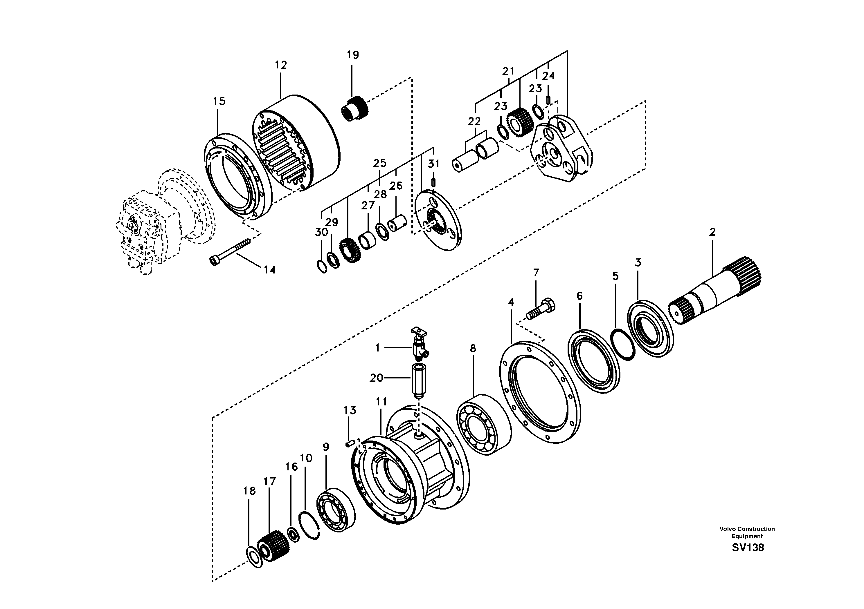 Swing gearbox — volvo parts diagram