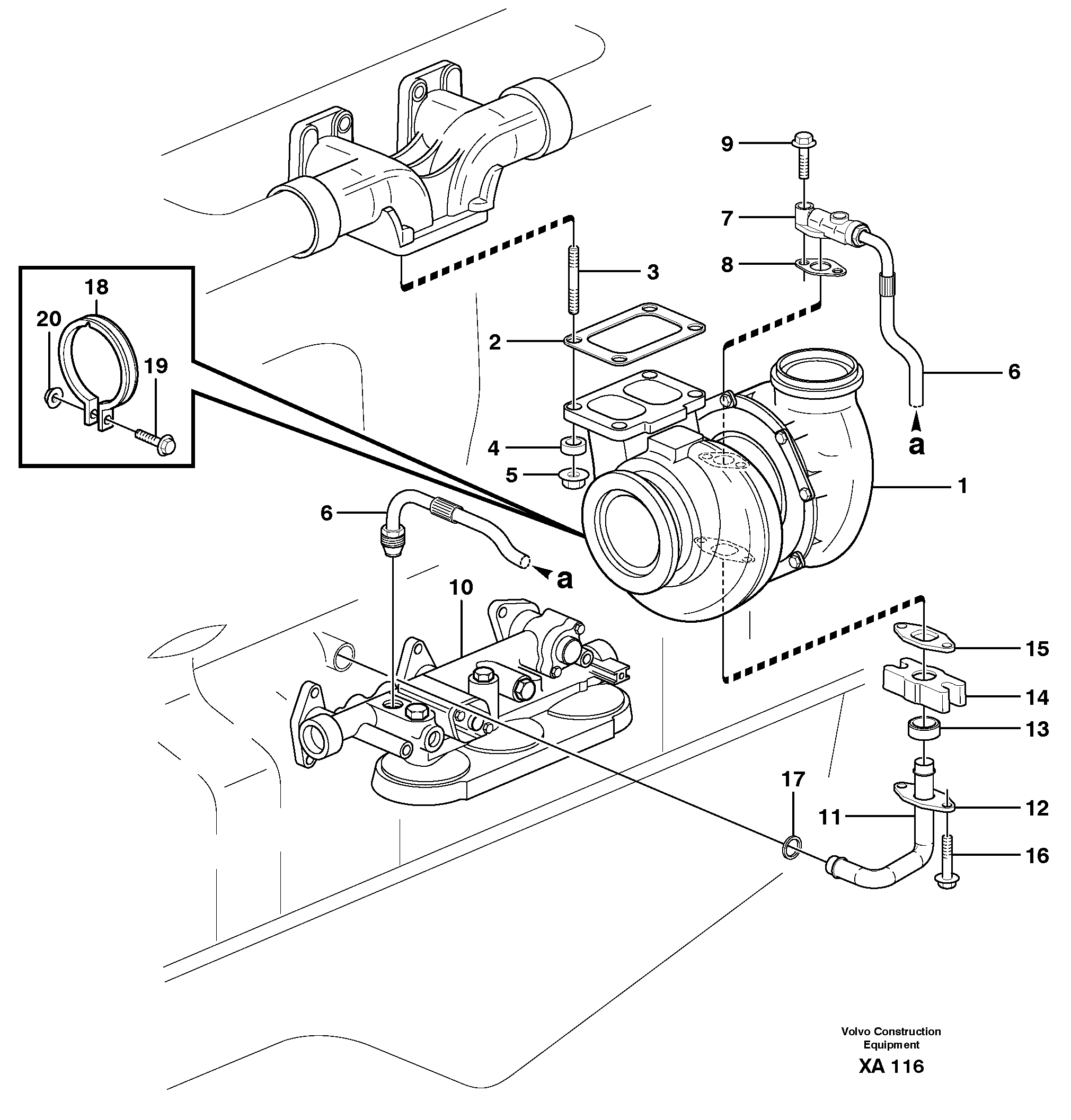 Turbocharger with fitting parts — volvo parts diagram