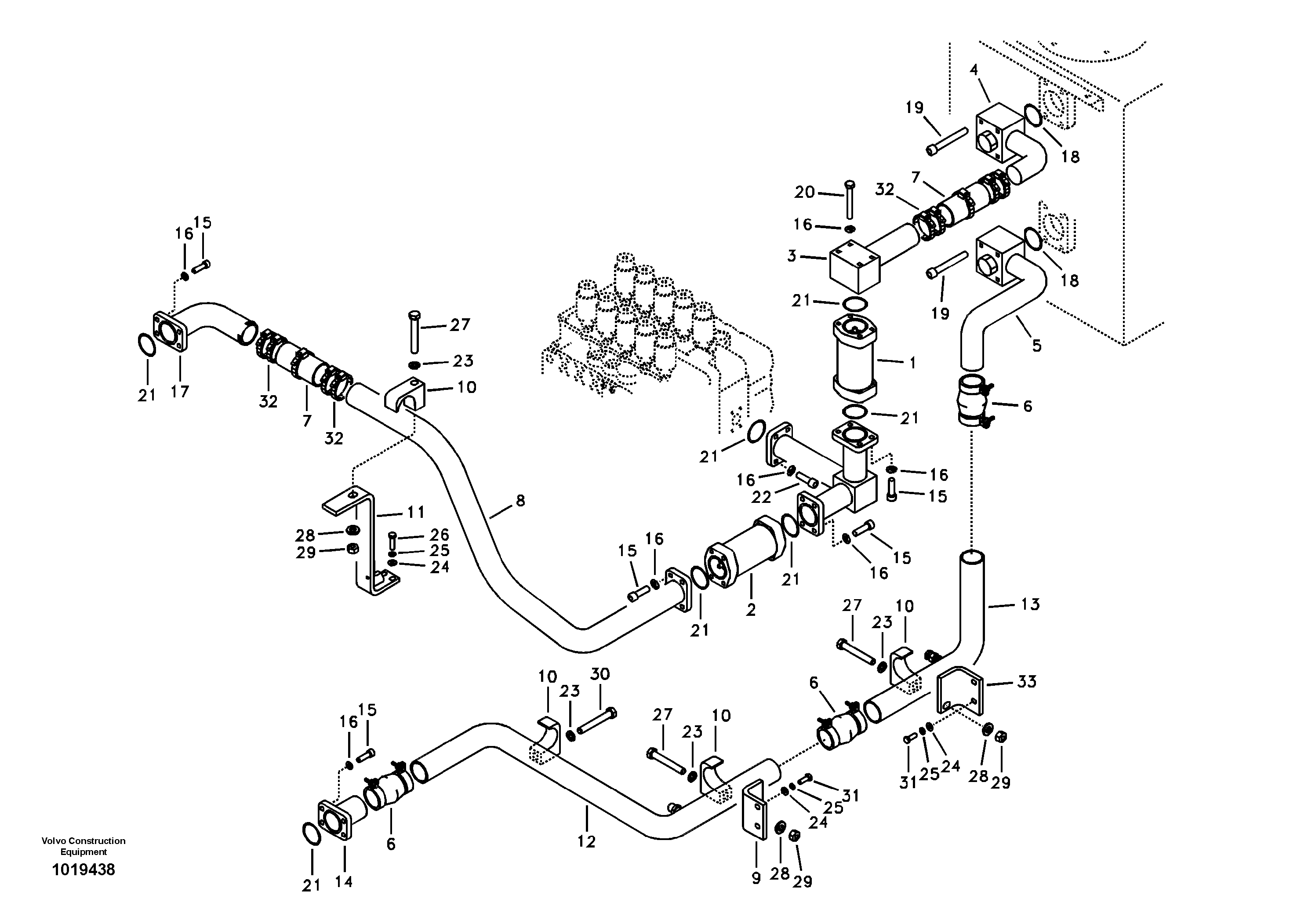 Hydraulic system, hydraulic tank to hydraulic pump — volvo parts diagram