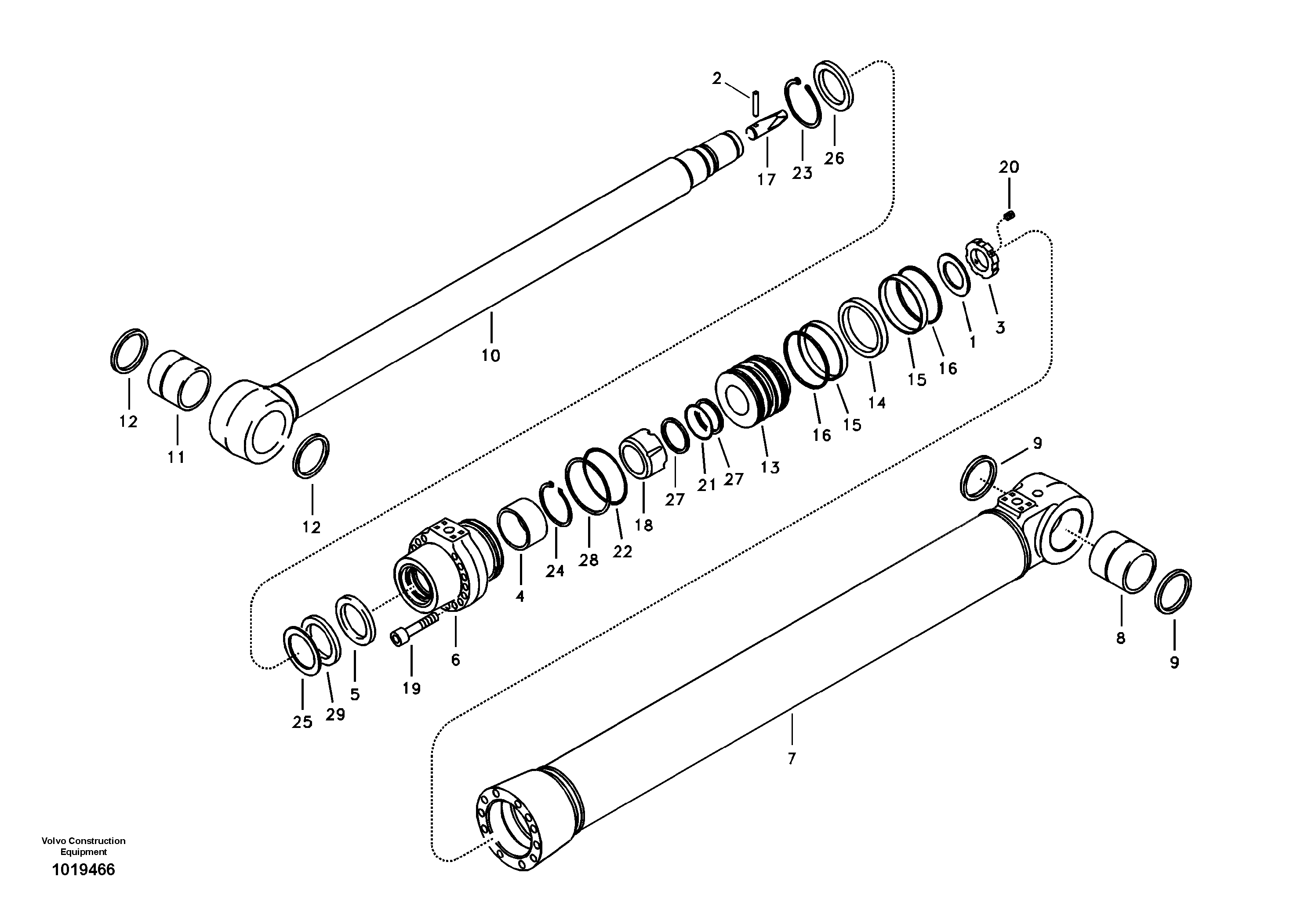 Dipper arm cylinder — volvo parts diagram