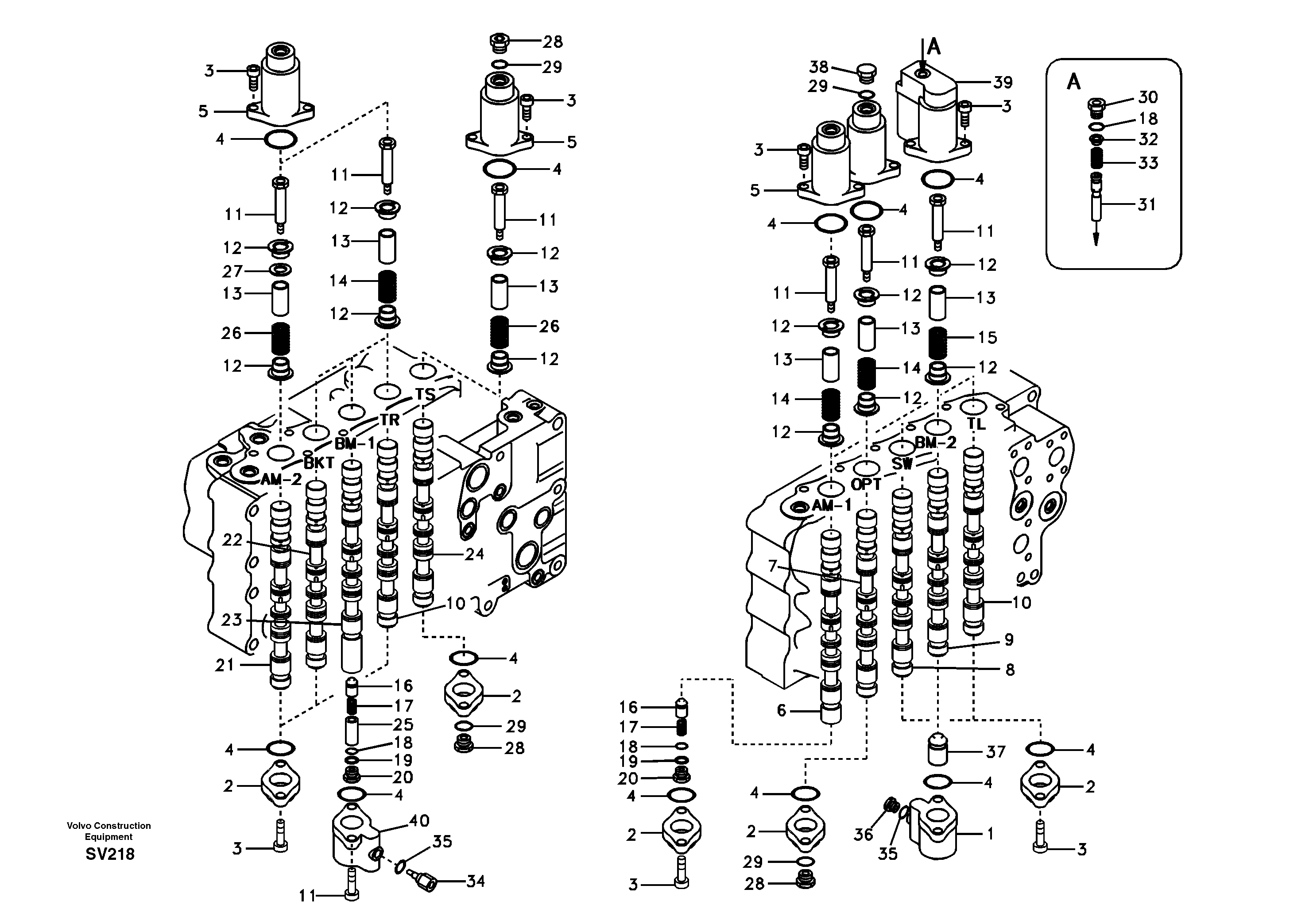Main control valve, valve spool — volvo parts diagram