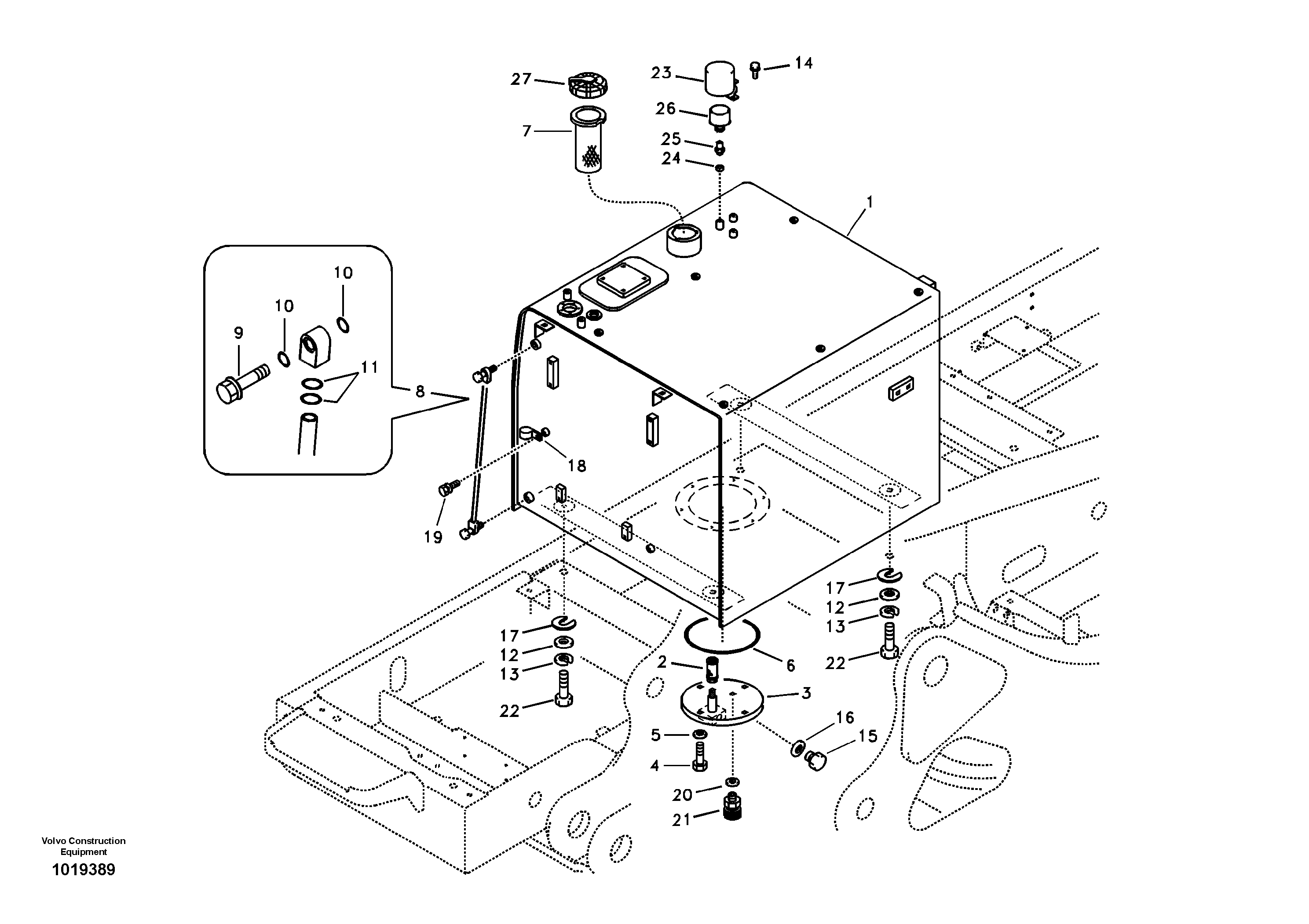 Fuel tank with fitting parts — volvo parts diagram