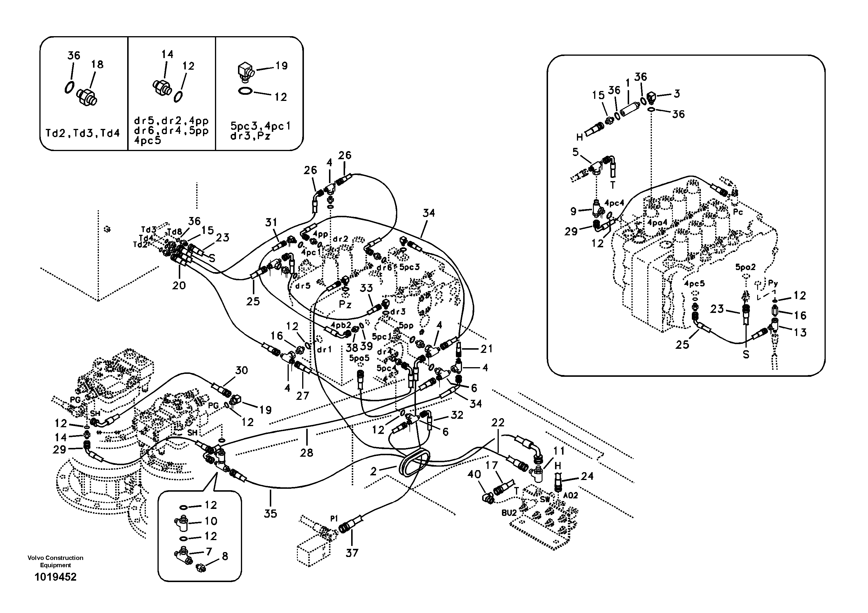 Servo system, control valve piping. — volvo parts diagram