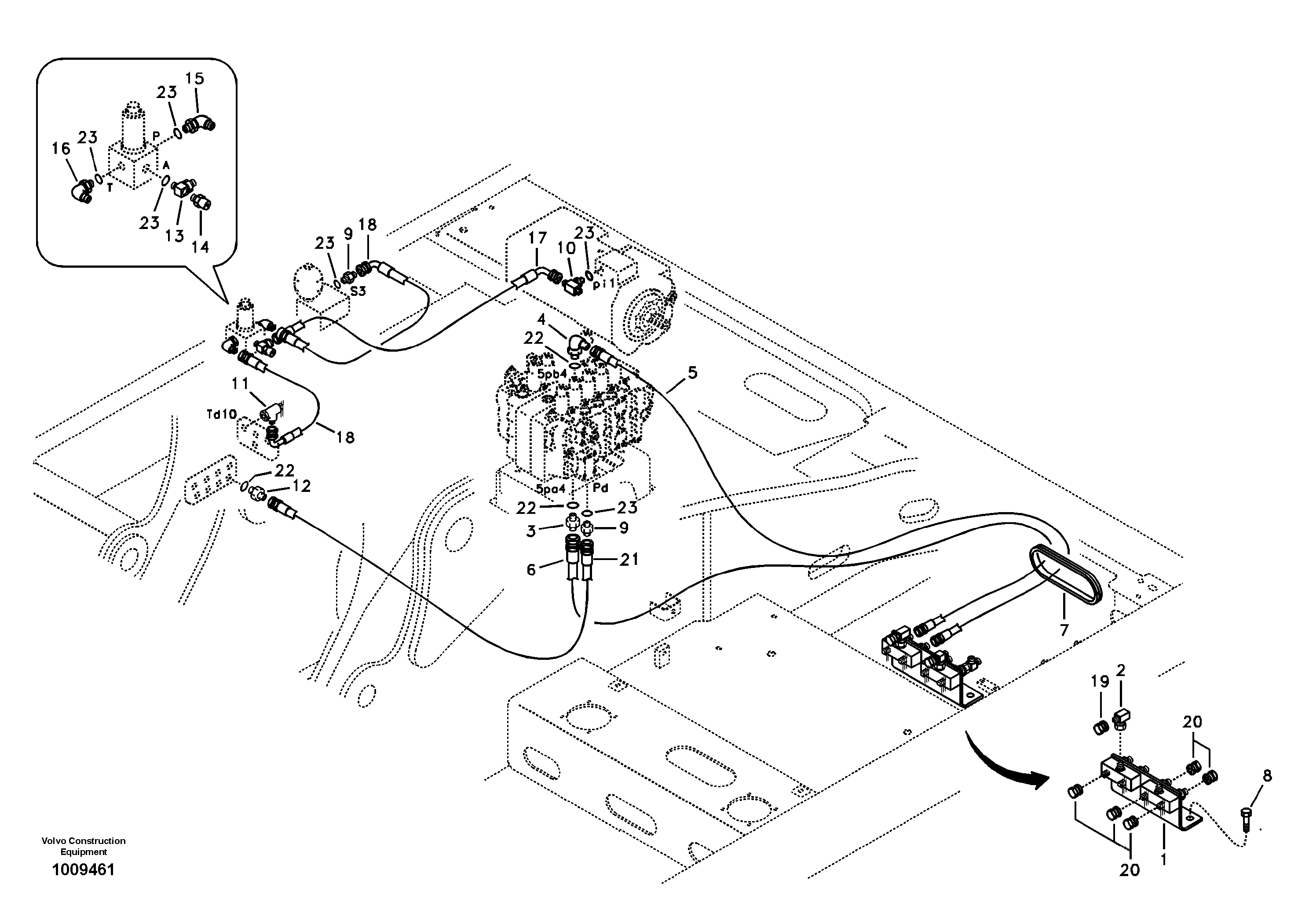 Working hydraulic, hammer and shear for 1st pump flow — volvo parts diagram