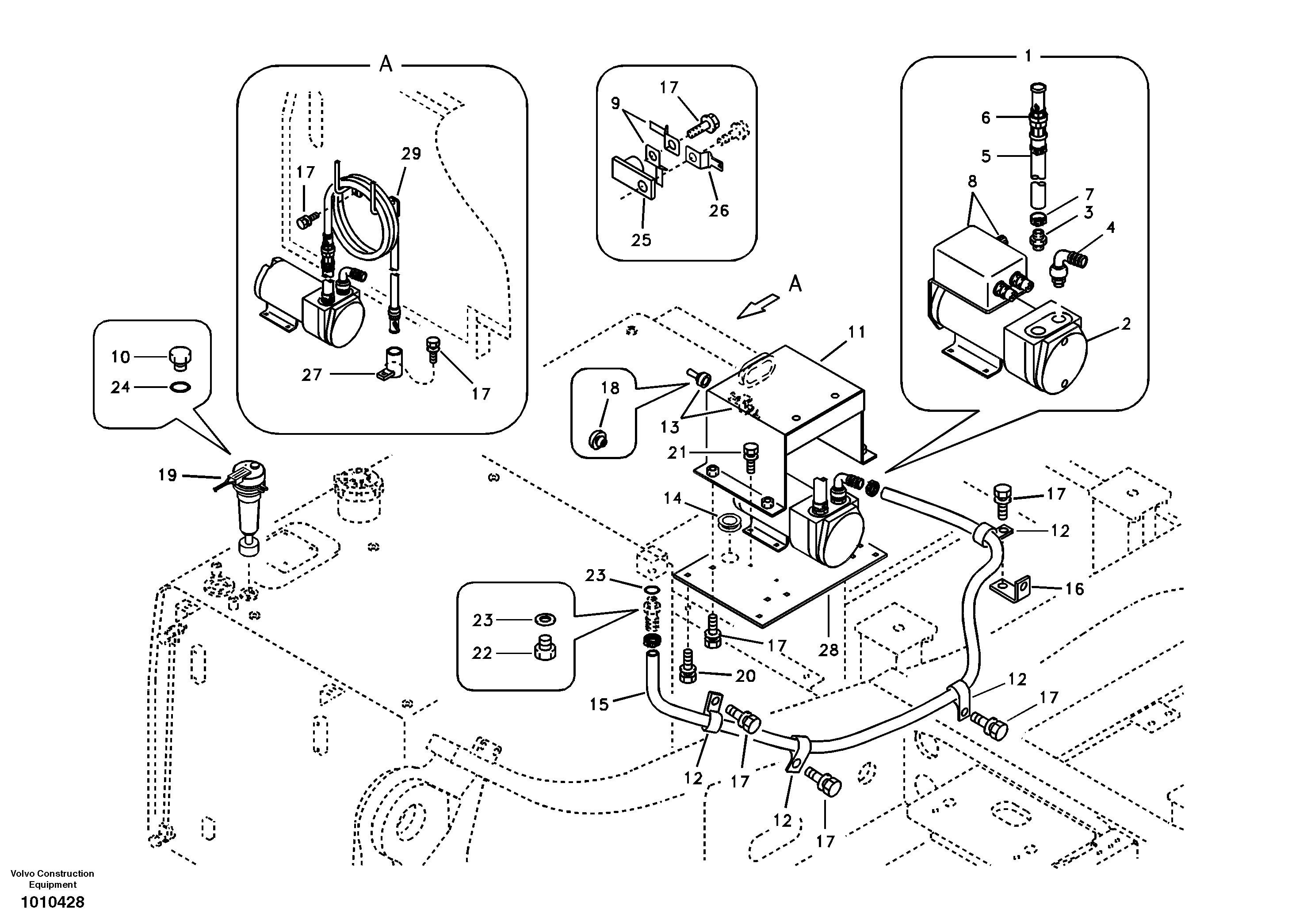 Fuel filling pump with assembling details — volvo parts diagram