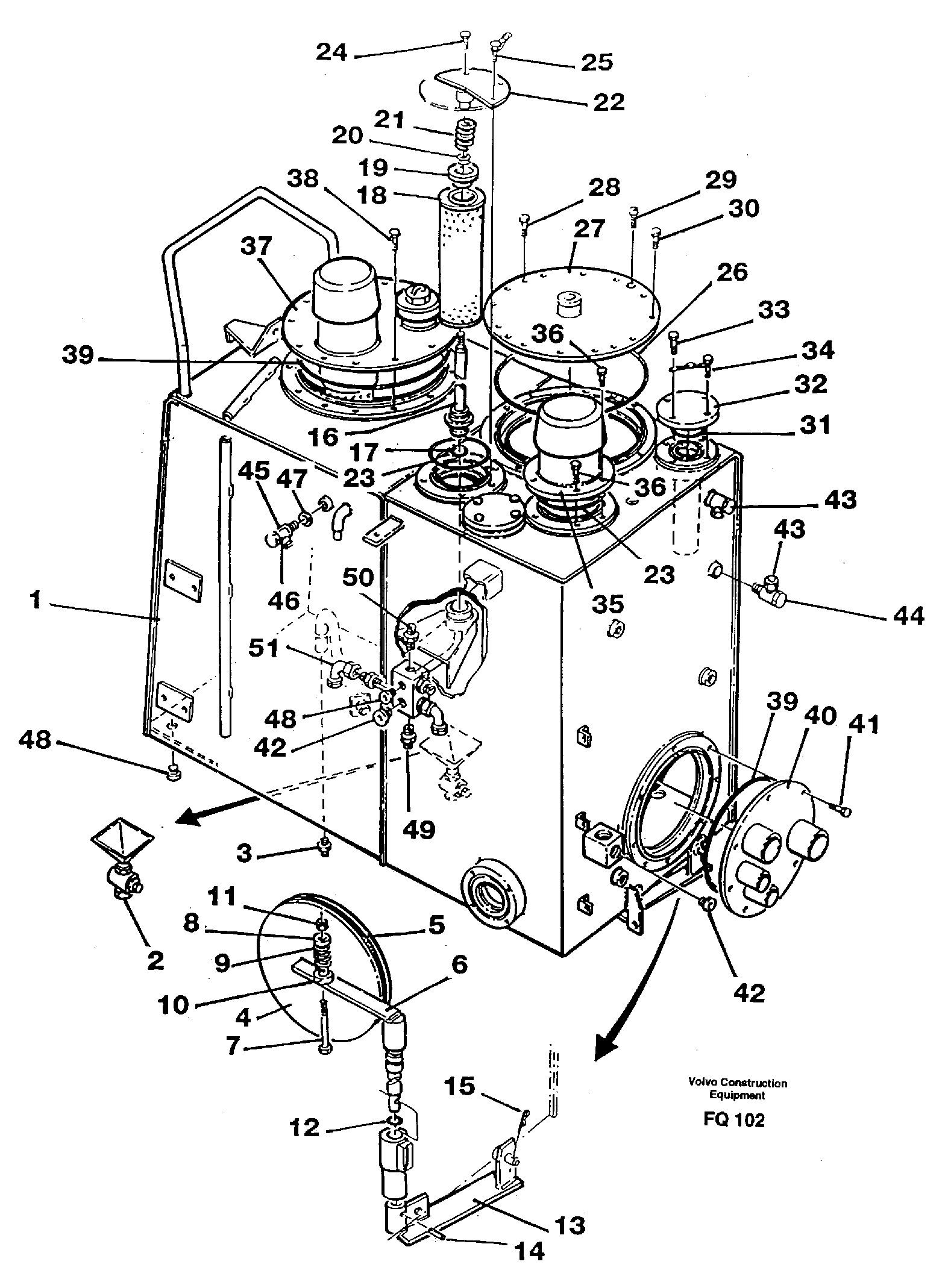 Hydraulic oil tank/ fuel tank — volvo parts diagram