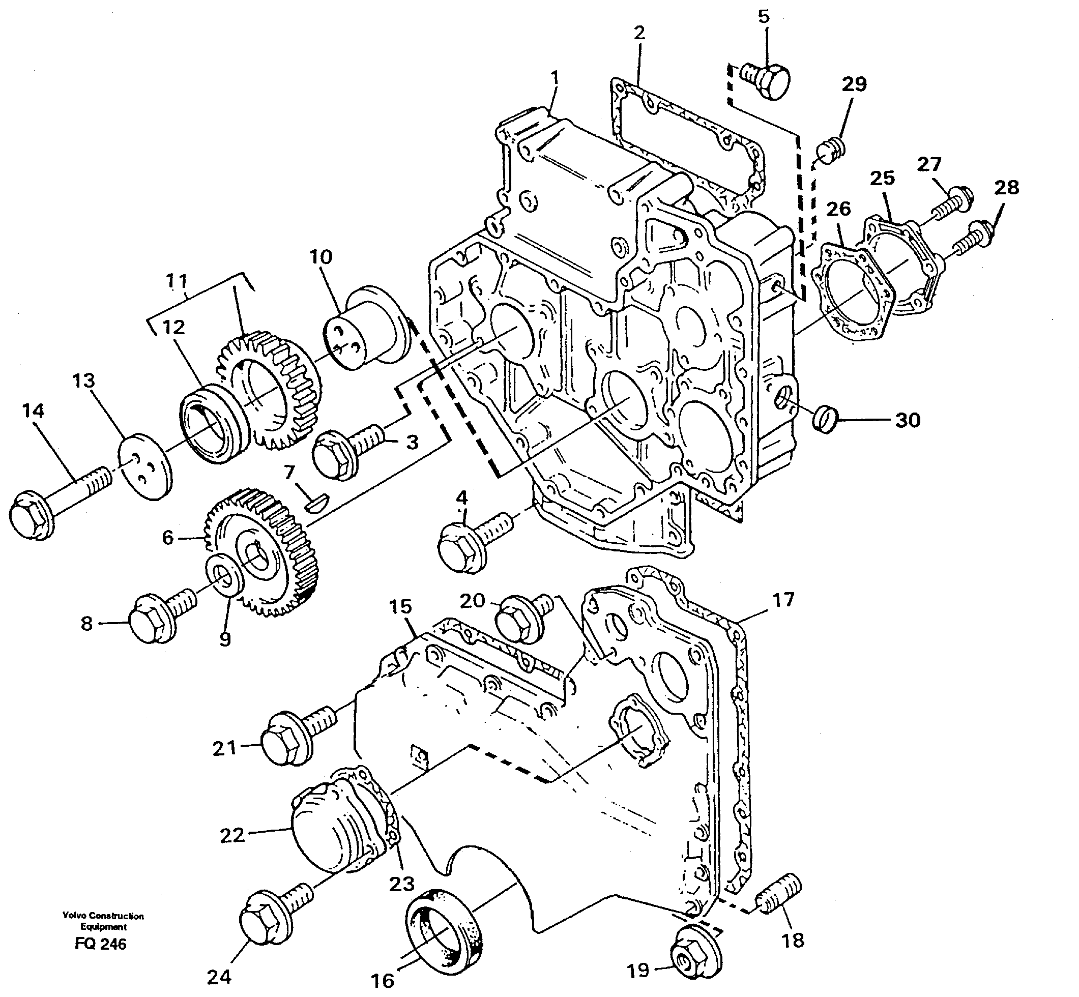 Timing gear casing — volvo parts diagram