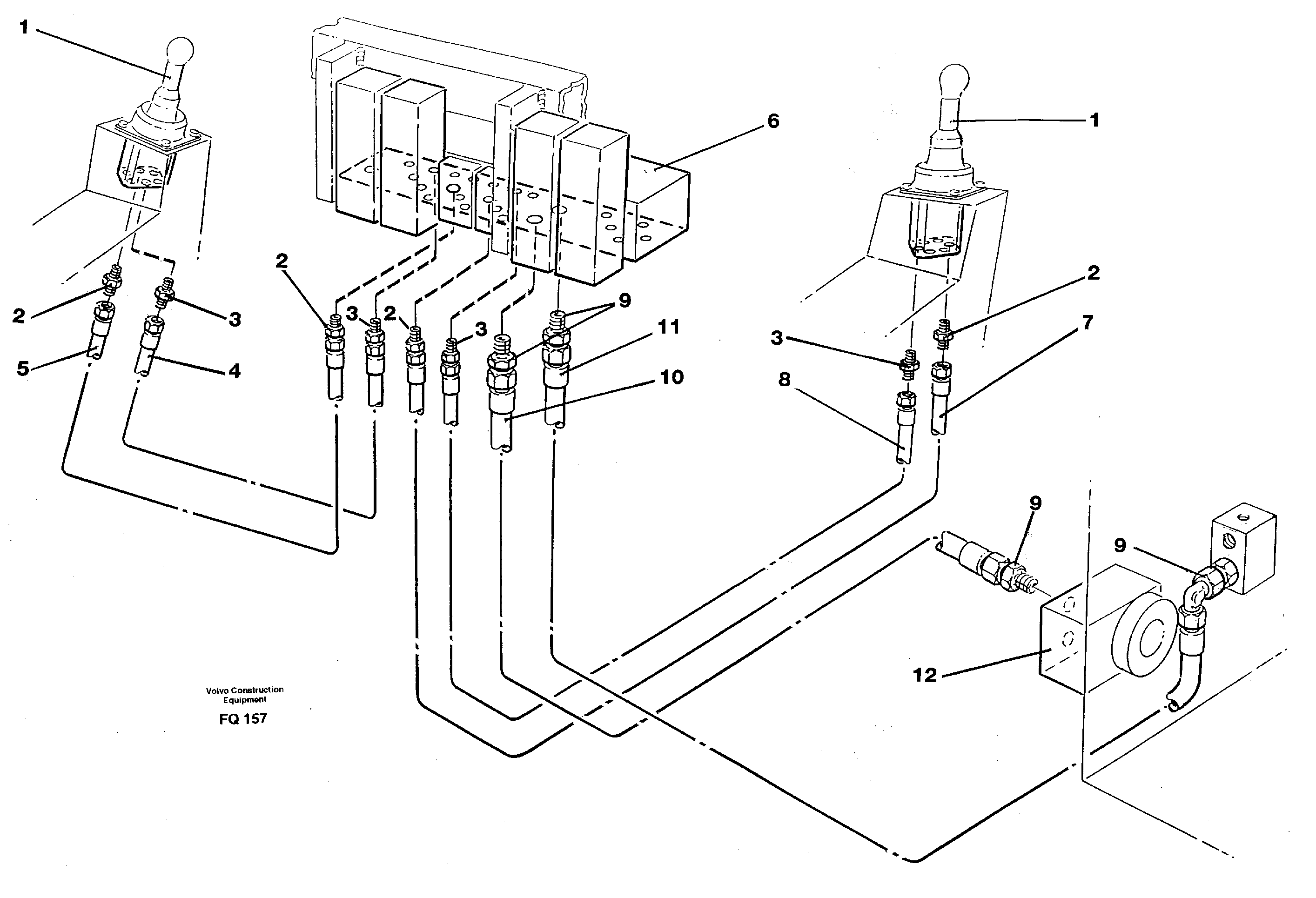 Servo hydraulics, tank return lines — volvo parts diagram