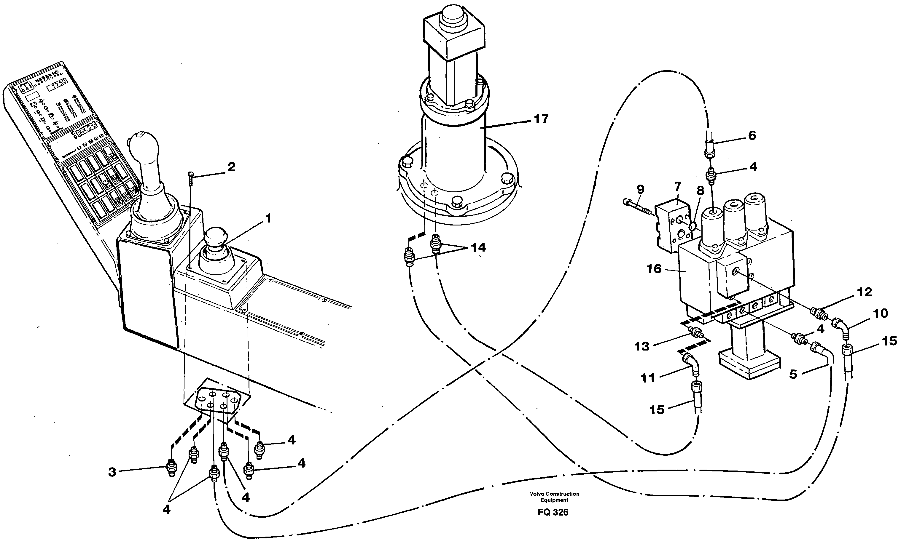 Hydraulic system, dozer blade on superstructure  14254561 — volvo parts diagram