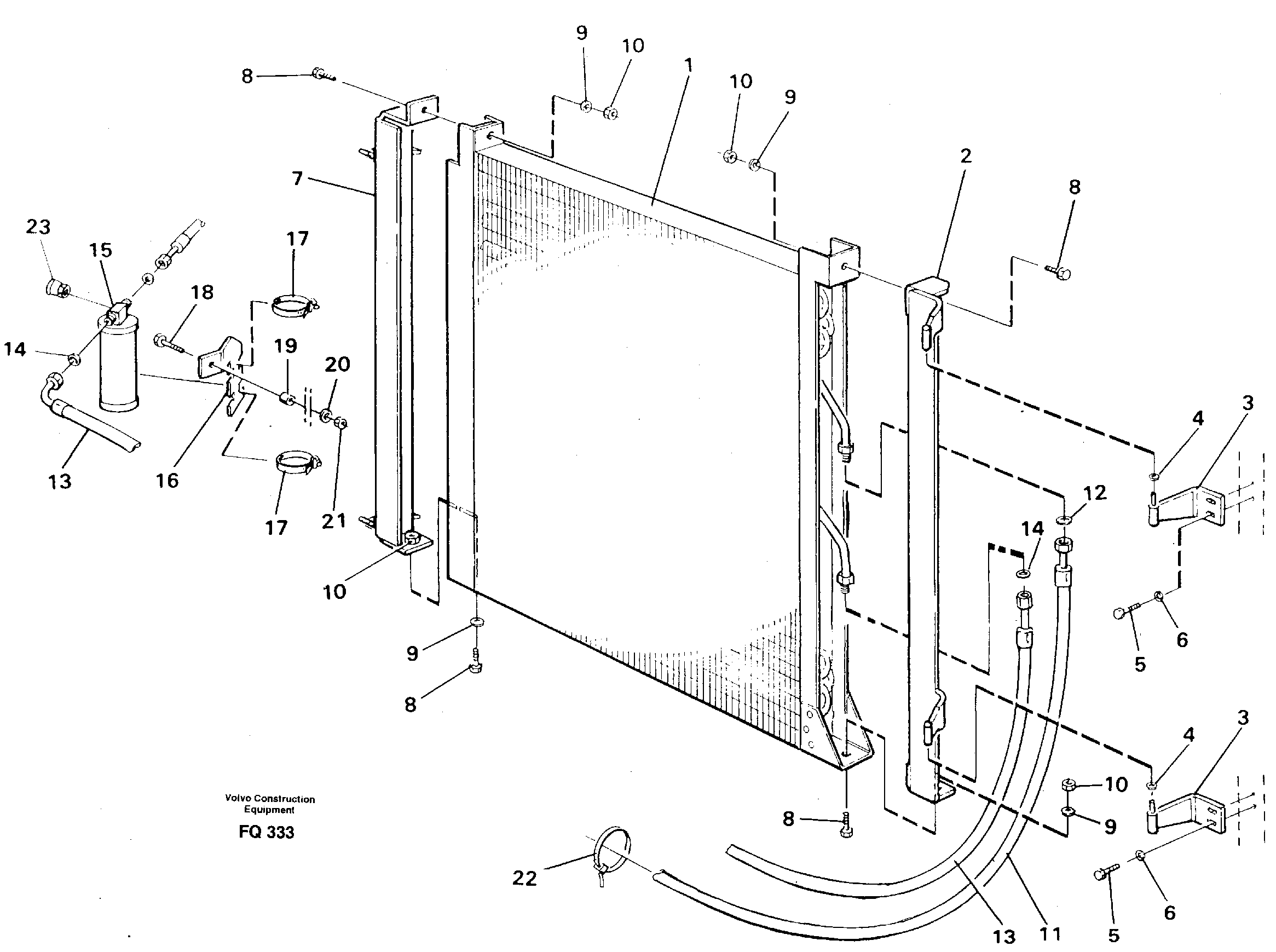 Condensor with fitting parts Cooling agent R12 — volvo parts diagram