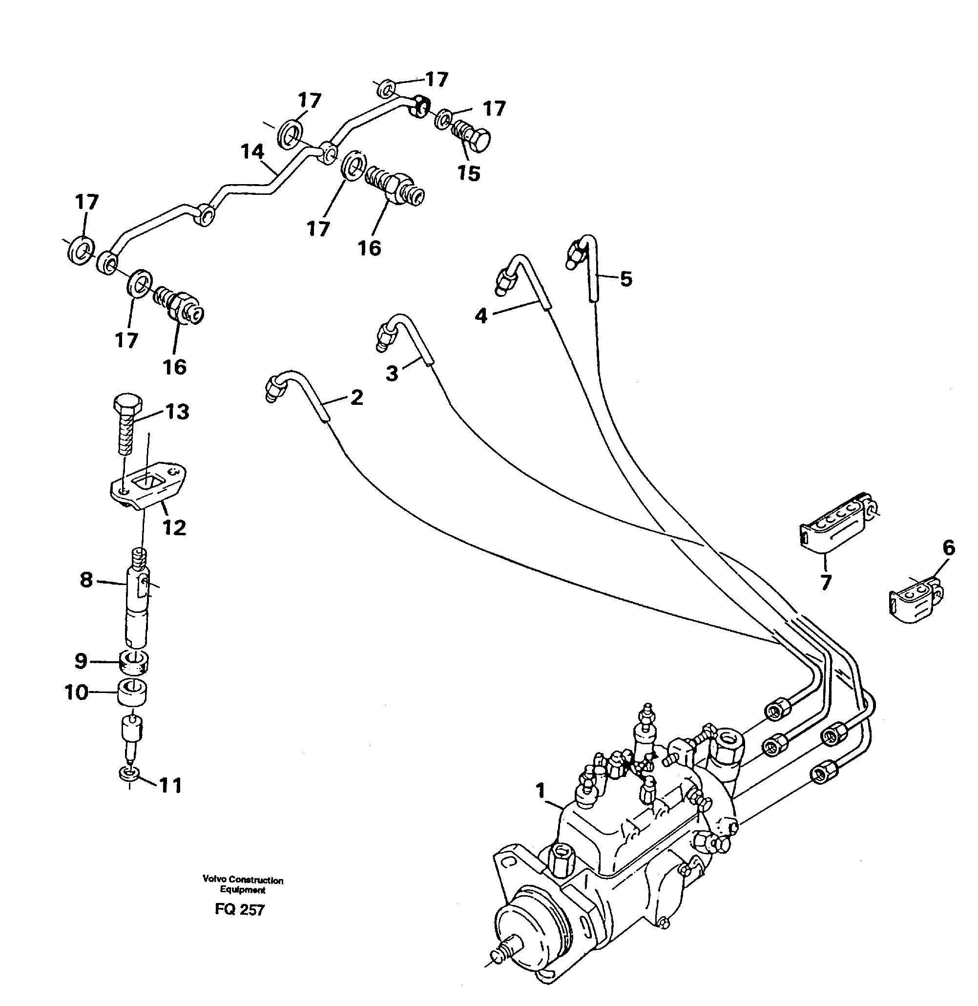 Fuel lines, injectors — volvo parts diagram