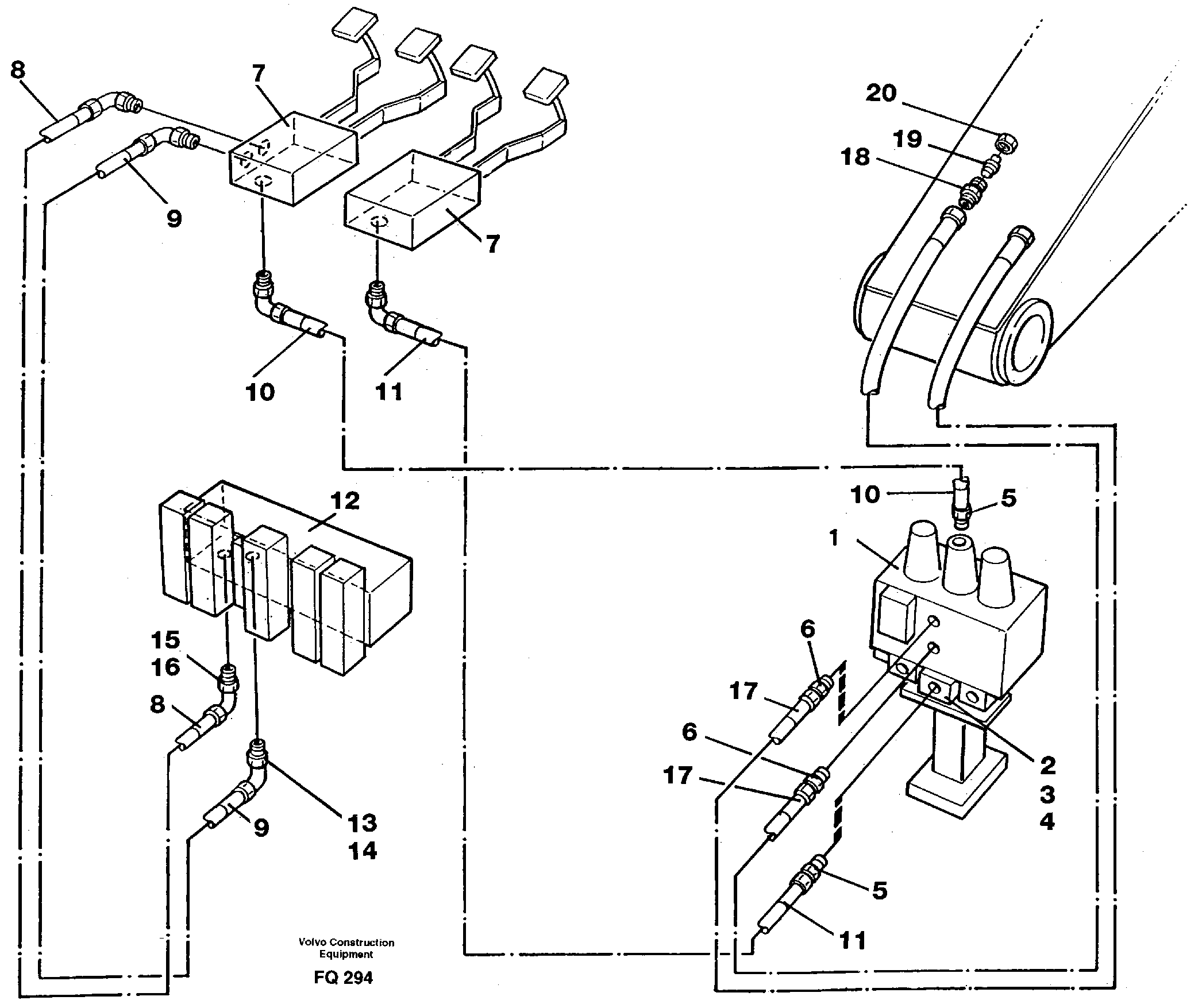 Slope bucket/rotator equipment for mono-boom in base machine  14258394 — volvo parts diagram