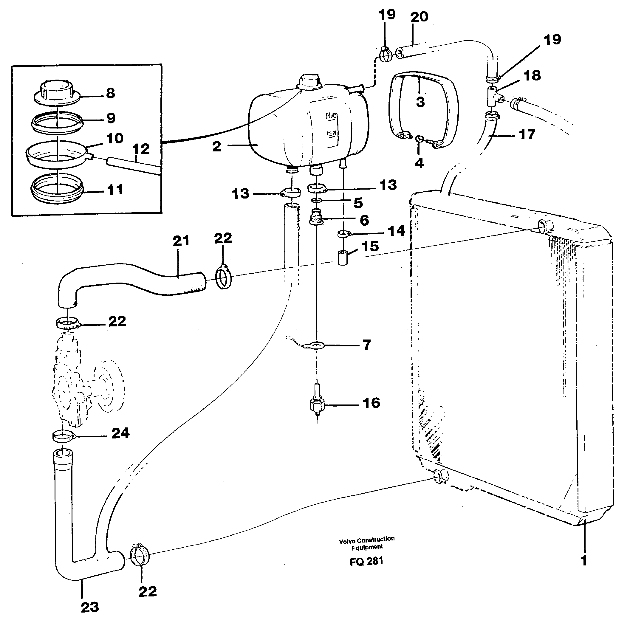 Cooling system incl. expansion tank — volvo parts diagram