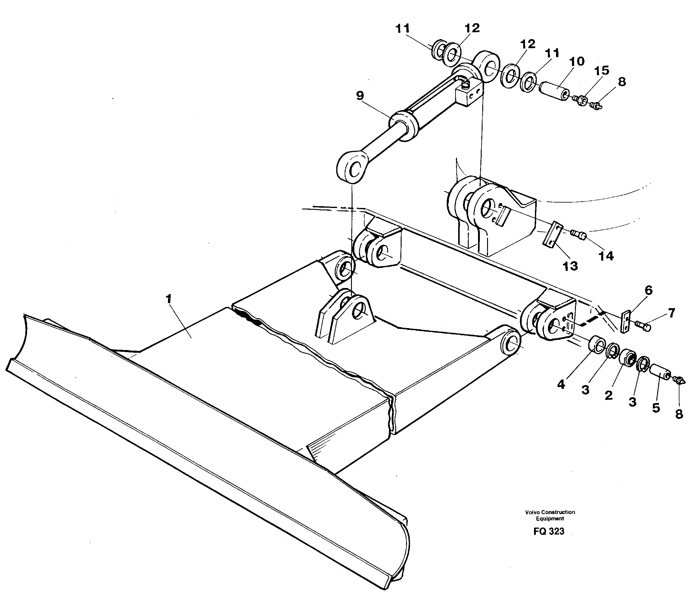 Dozer blade incl. connections  14254561 — volvo parts diagram