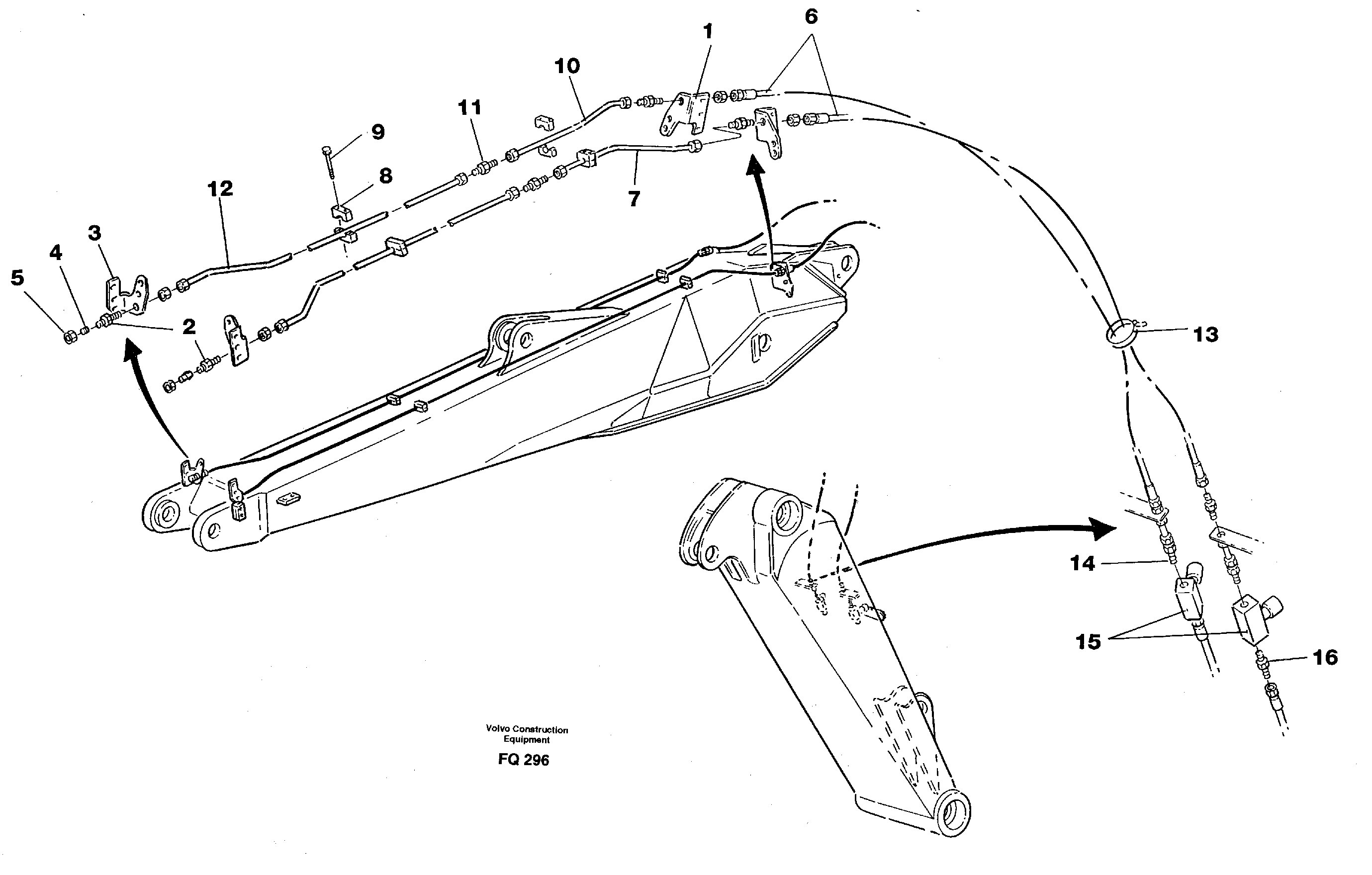 Slope bucket/ clamshell equipment on articulated boom  14253464 — volvo parts diagram
