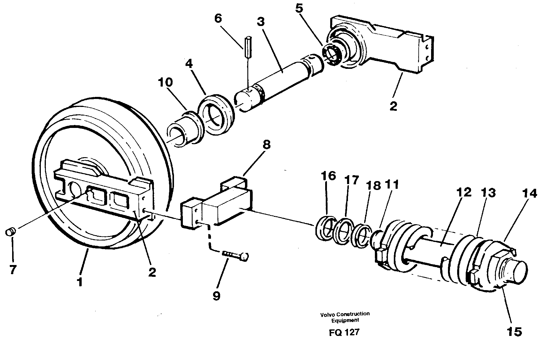 Front wheel, spring package and tension cylinder — volvo parts diagram