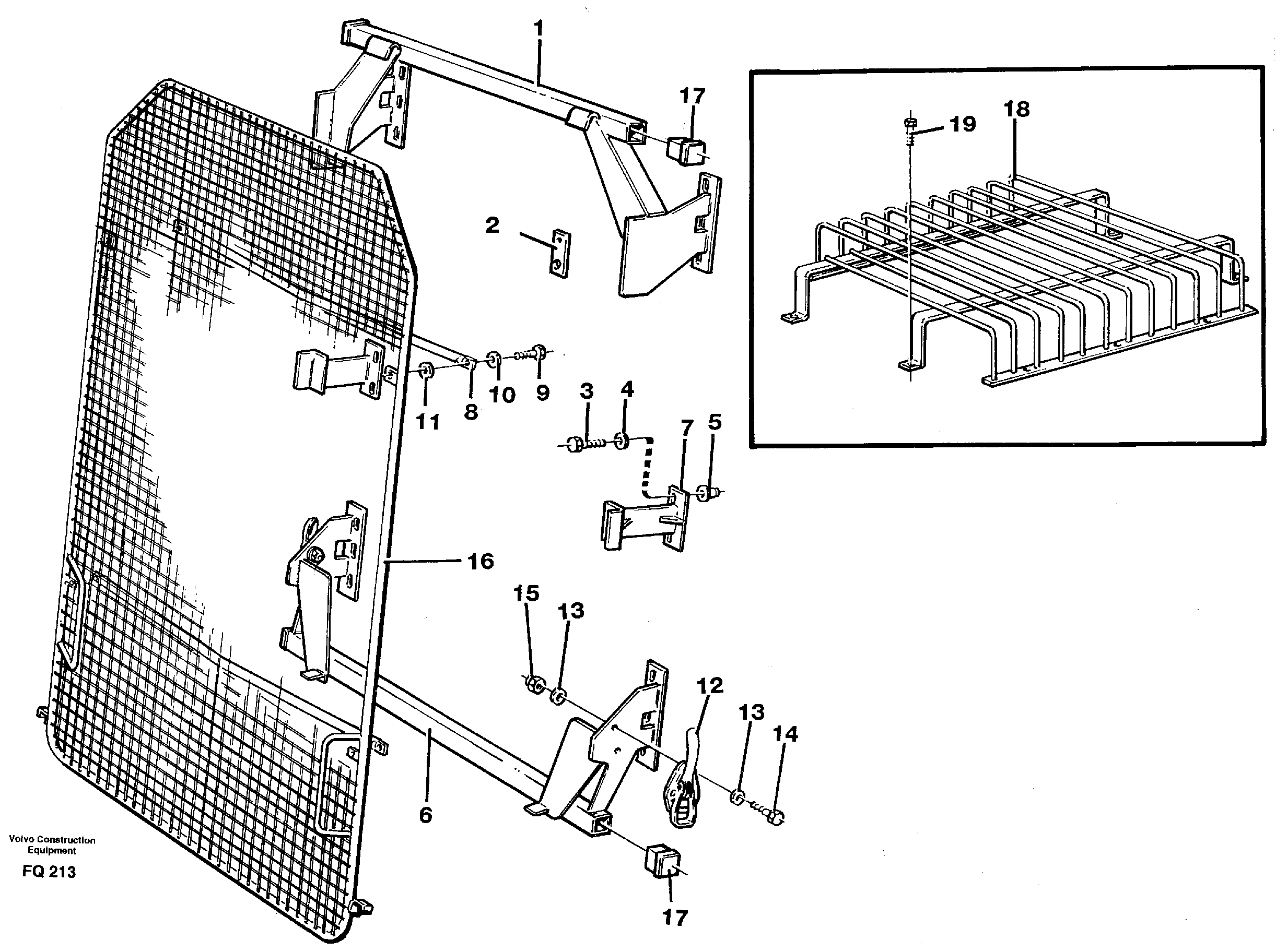 Protective net, windscreen Grill, skylight  14259352  14253611 — volvo parts diagram