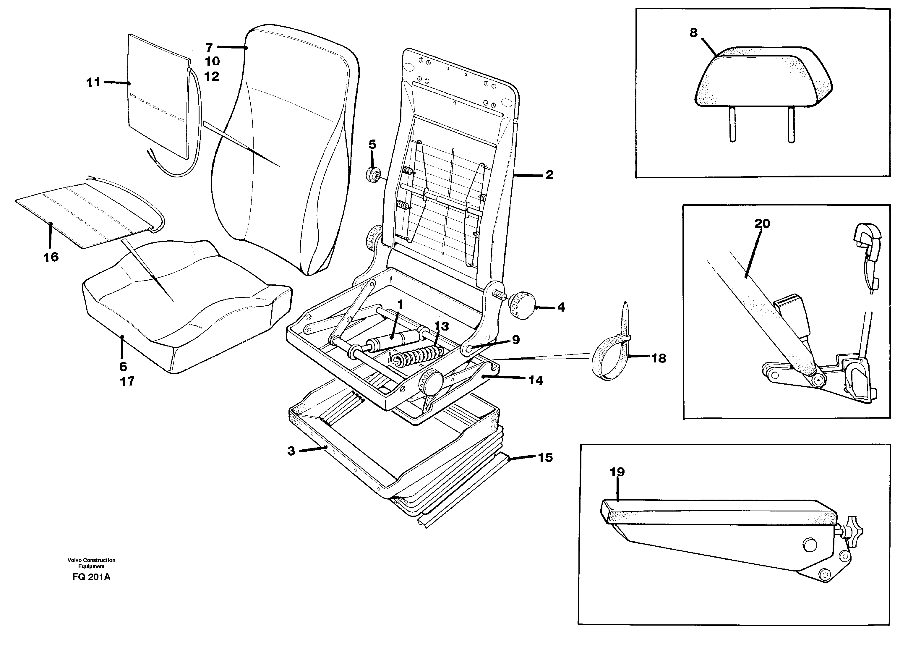 Driver's seats Be-ge  Std SERNO -089, Std SER NO 090- — volvo parts diagram