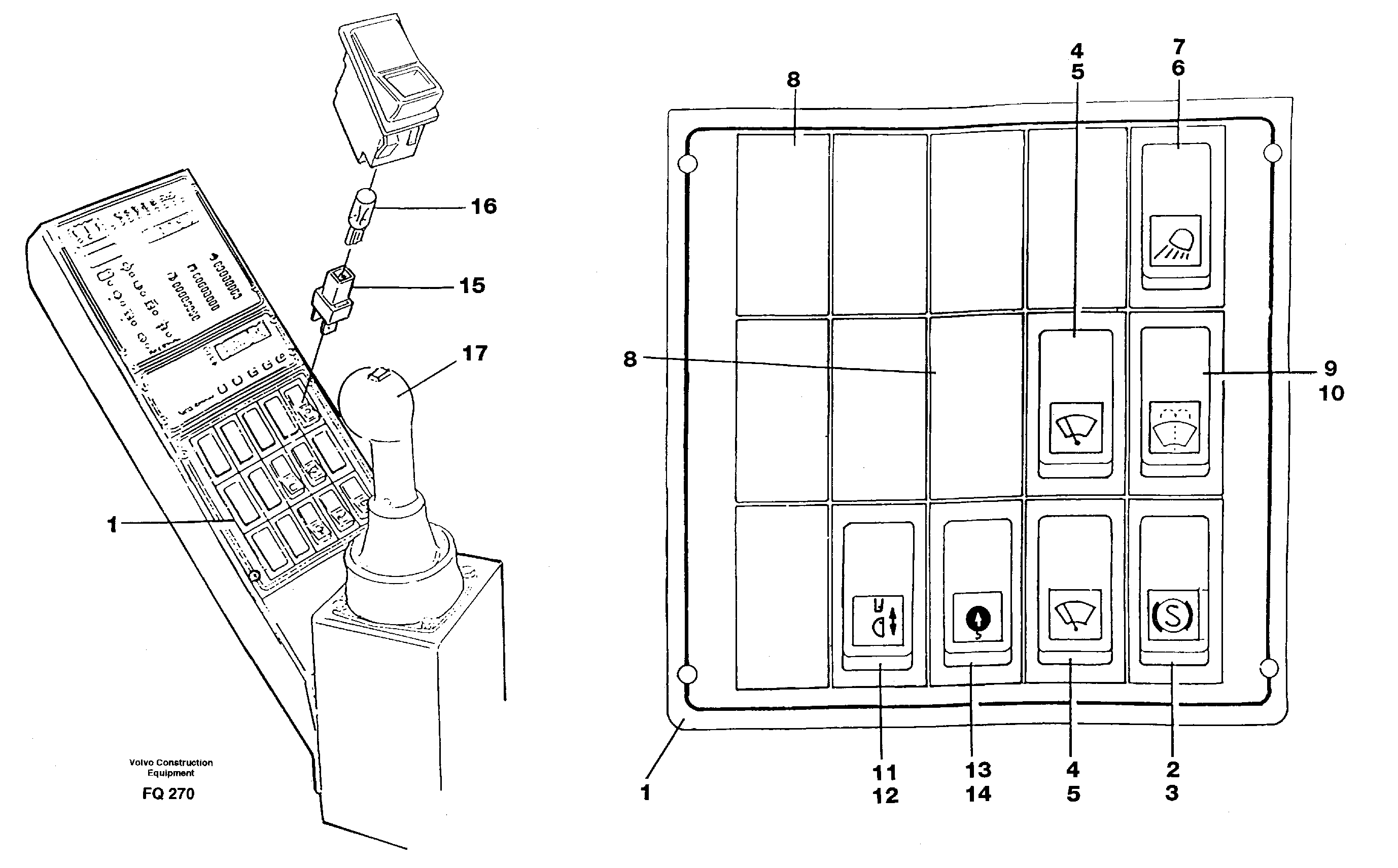 Toggle switch panel — volvo parts diagram