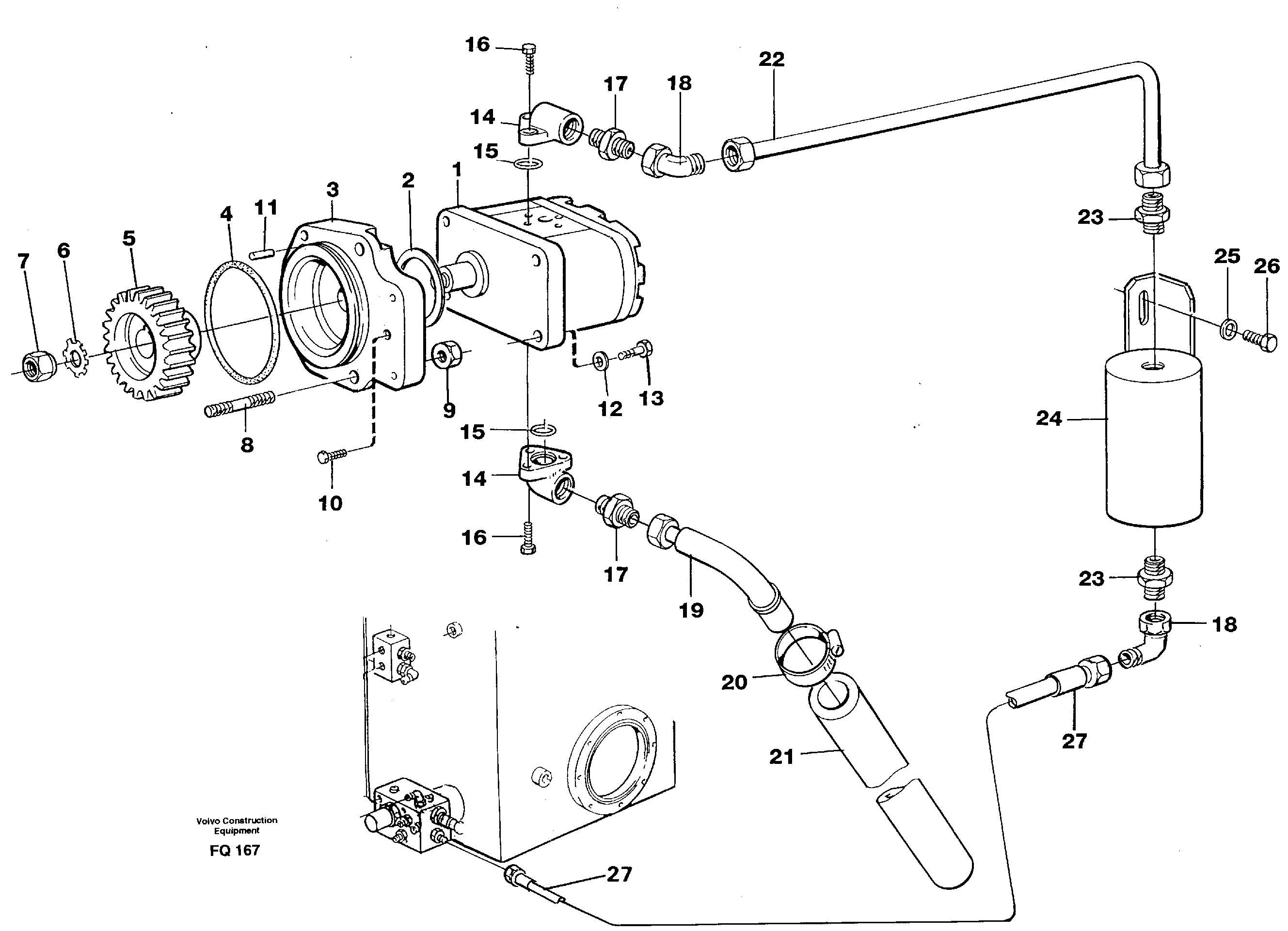 Servo pump with assembly parts — volvo parts diagram