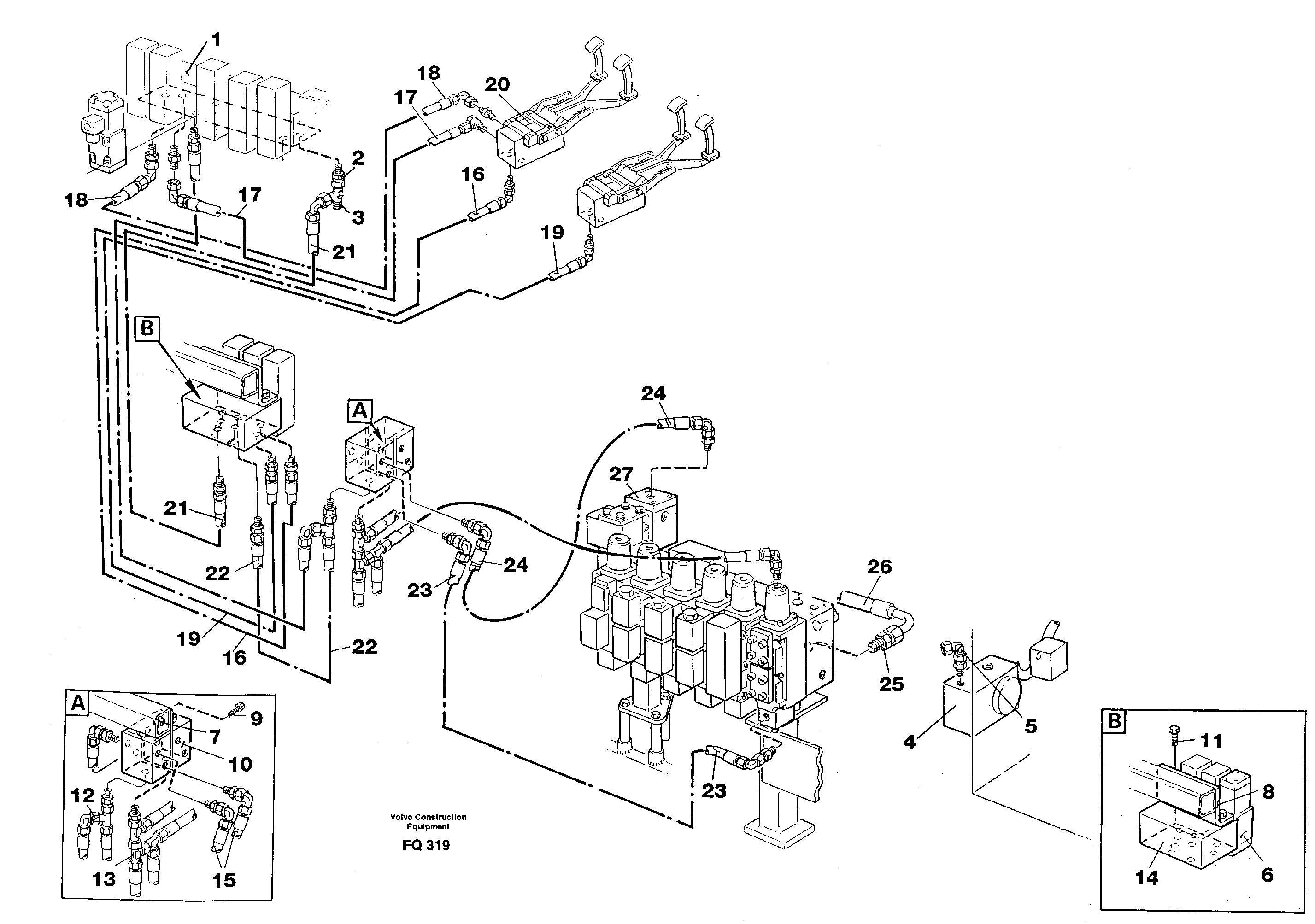 Hydraulic equipment for shears in base machine  14265918 — volvo parts diagram