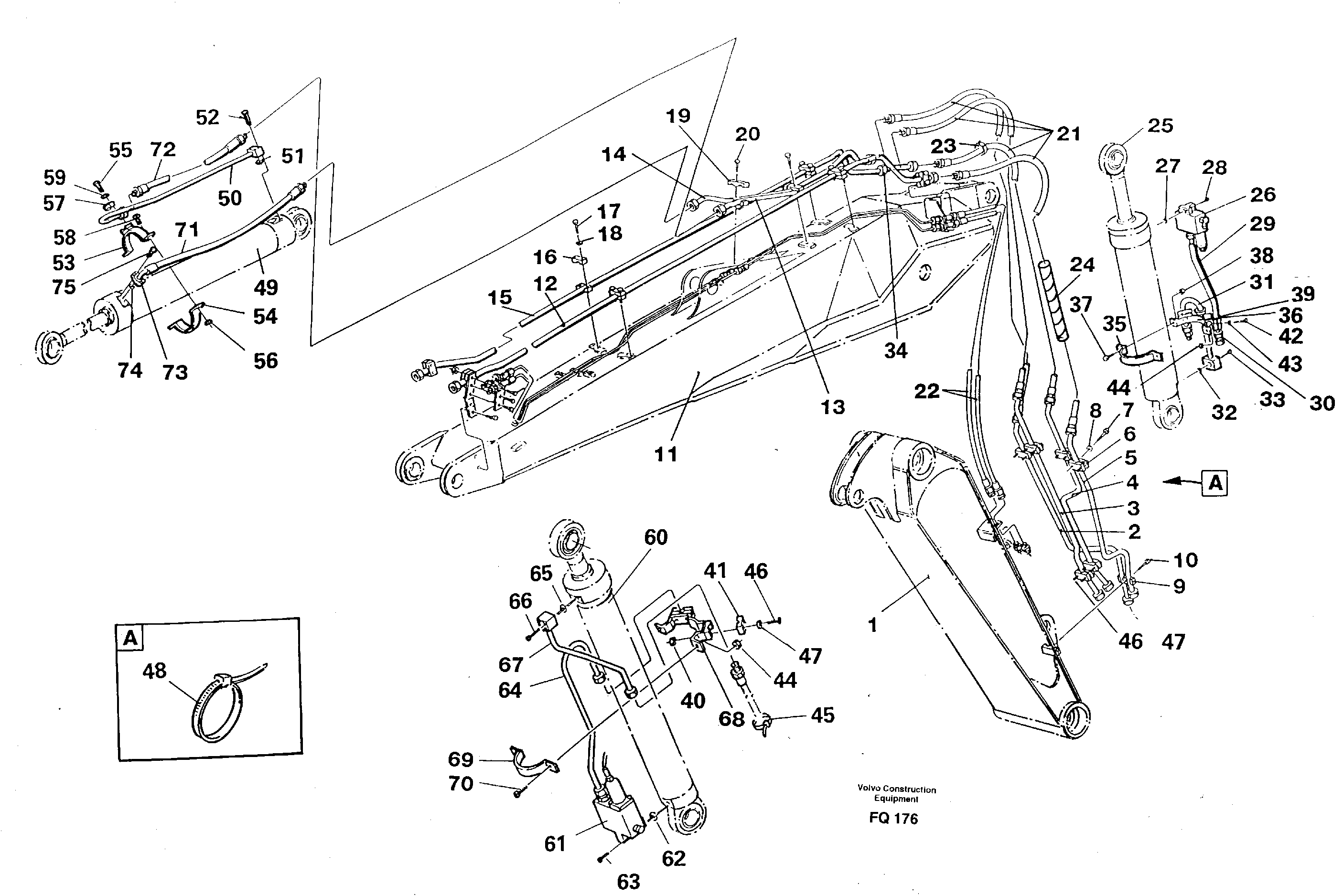 Hydraulic equipment, adjustable boom — volvo parts diagram