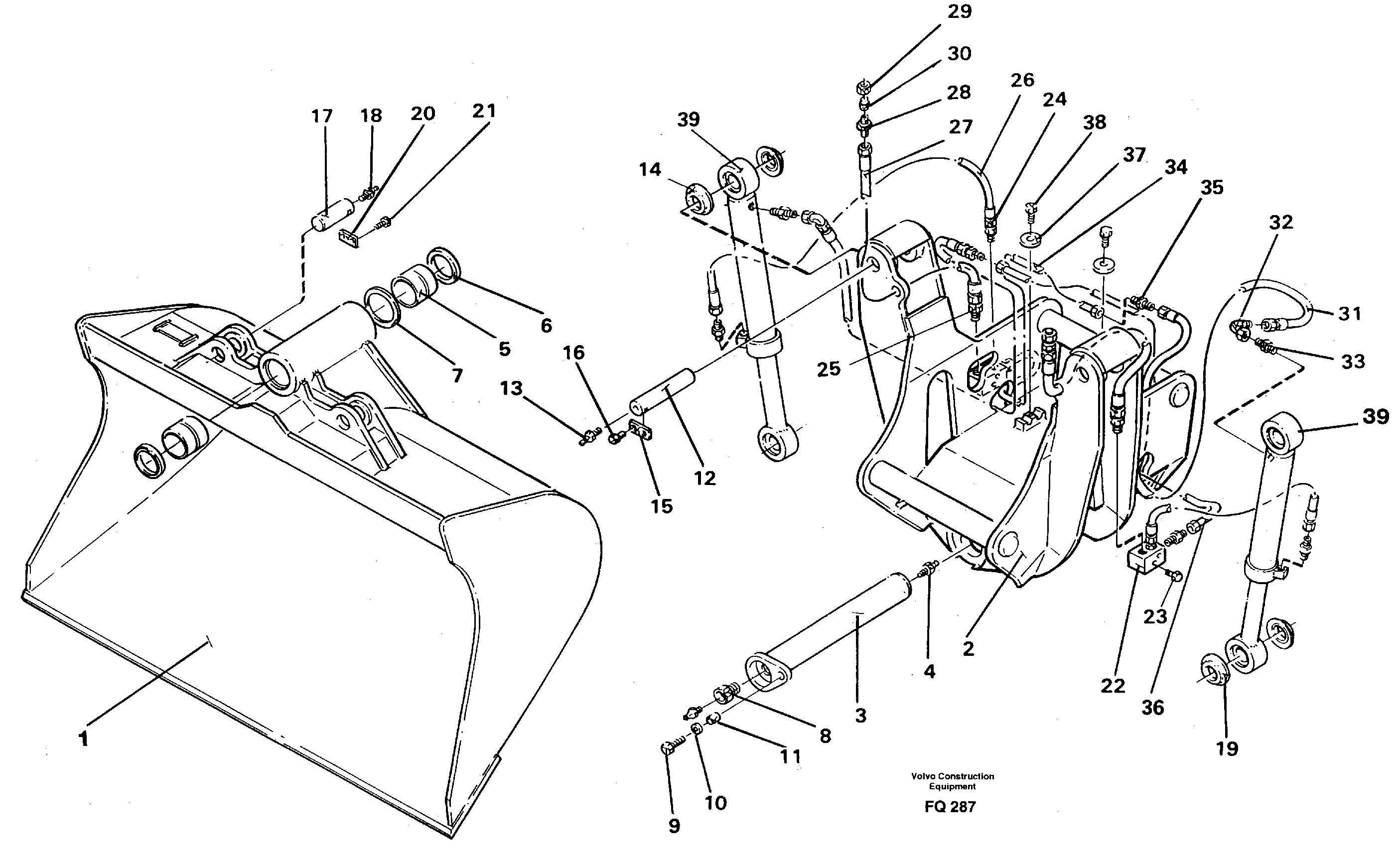 Articulated slope bucket  14265051 — volvo parts diagram