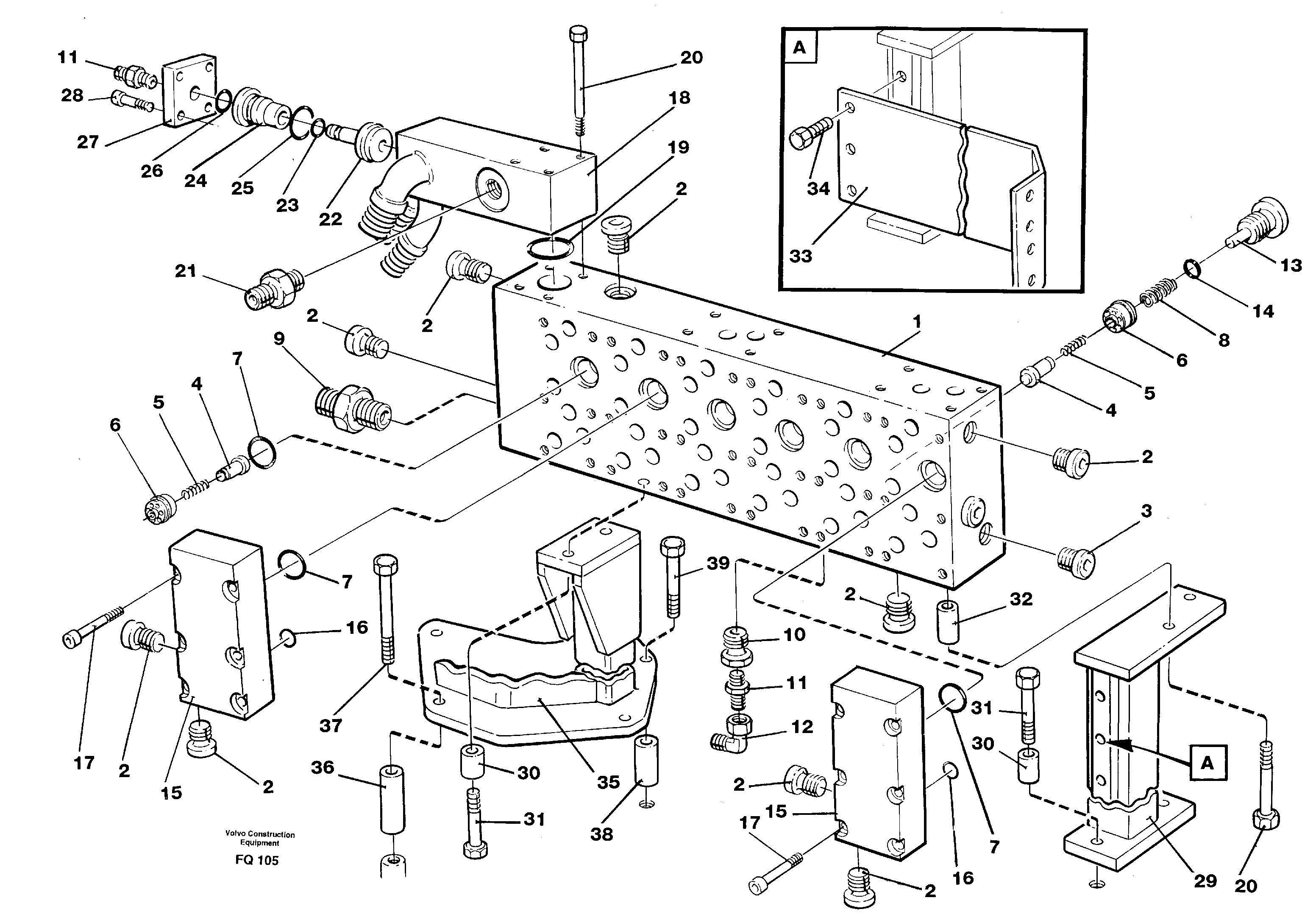 Main valve assembly, assembly block — volvo parts diagram