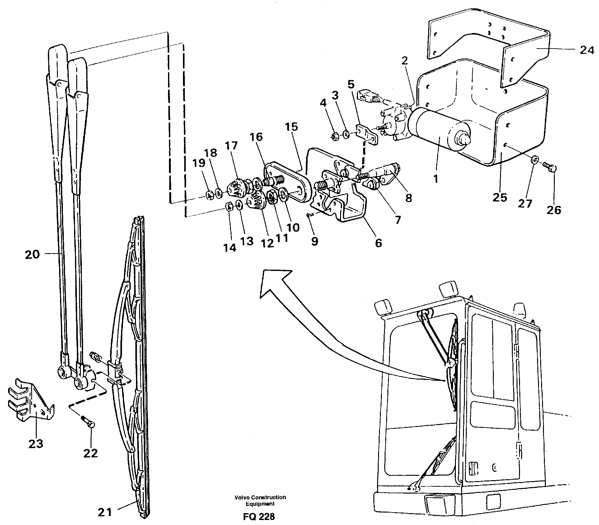 Windscreen wiper, upper — volvo parts diagram