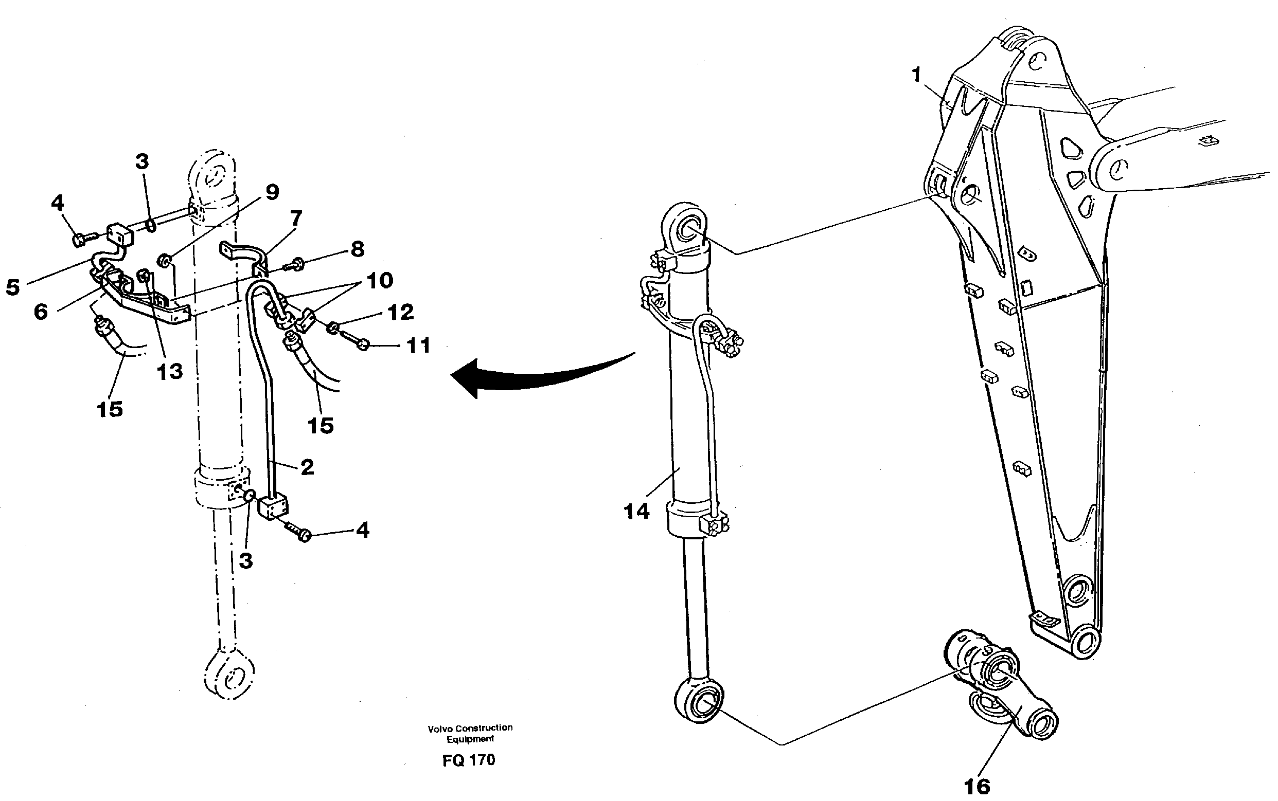Hydraulic equipment, dipper arm, 1.90m/2.40m — volvo parts diagram