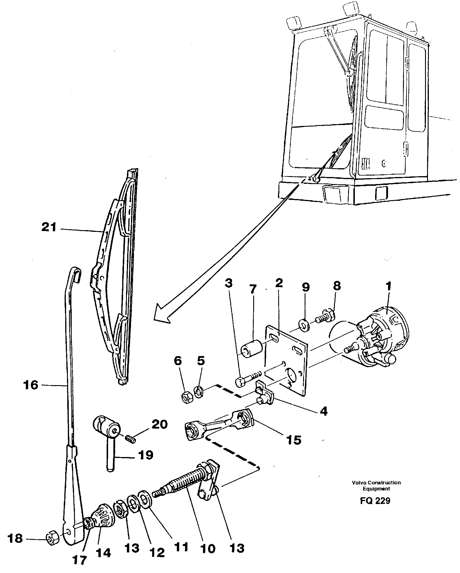 Windscreen wiper, lower — volvo parts diagram