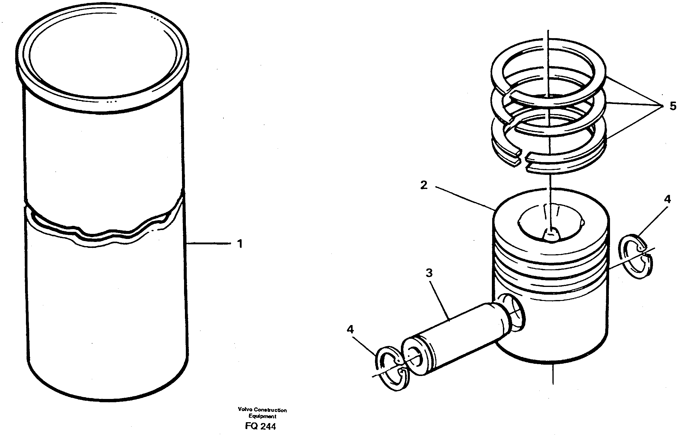 Cylinder liner and piston — volvo parts diagram