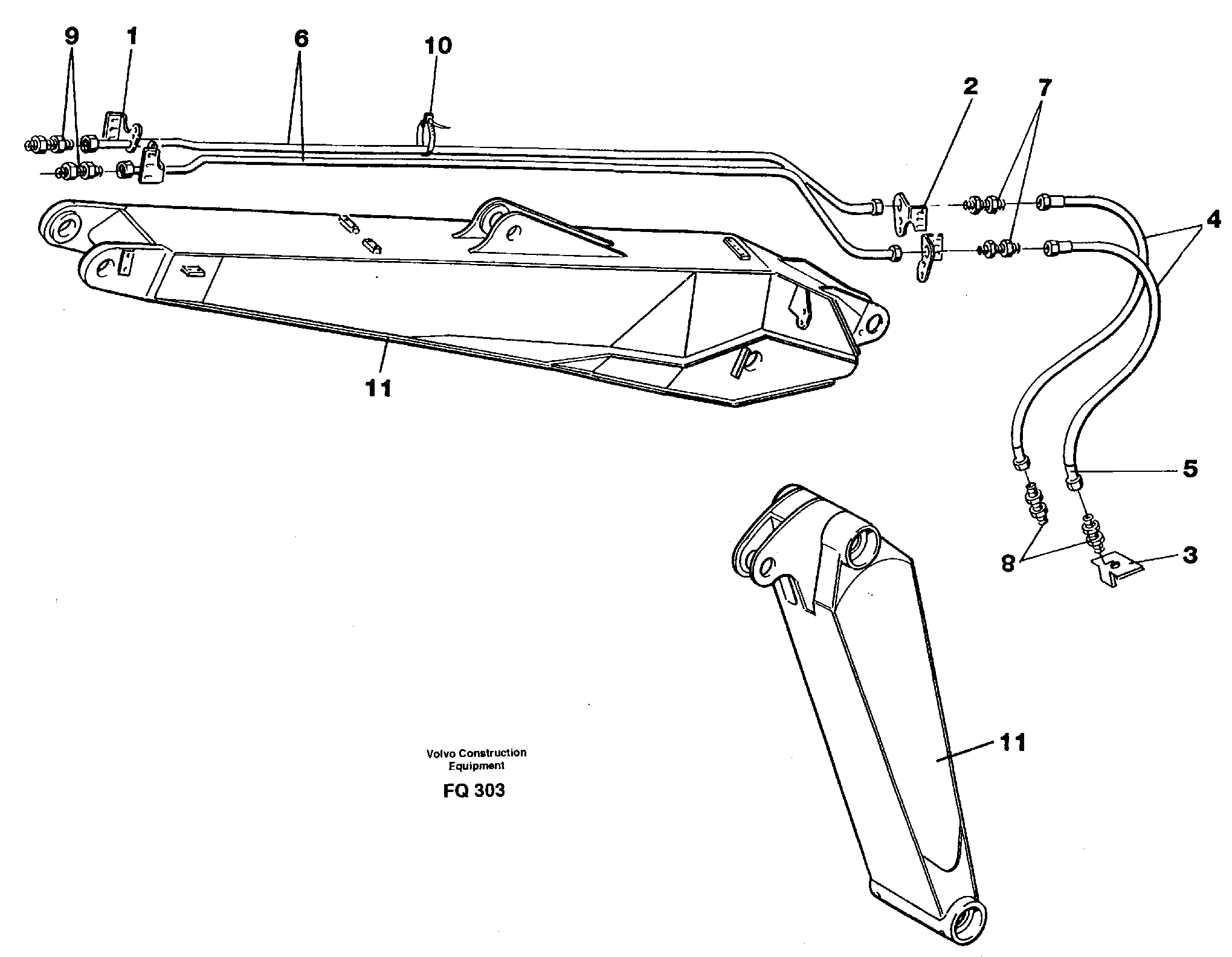Grab/clamshell equipment for adjustable boom — volvo parts diagram