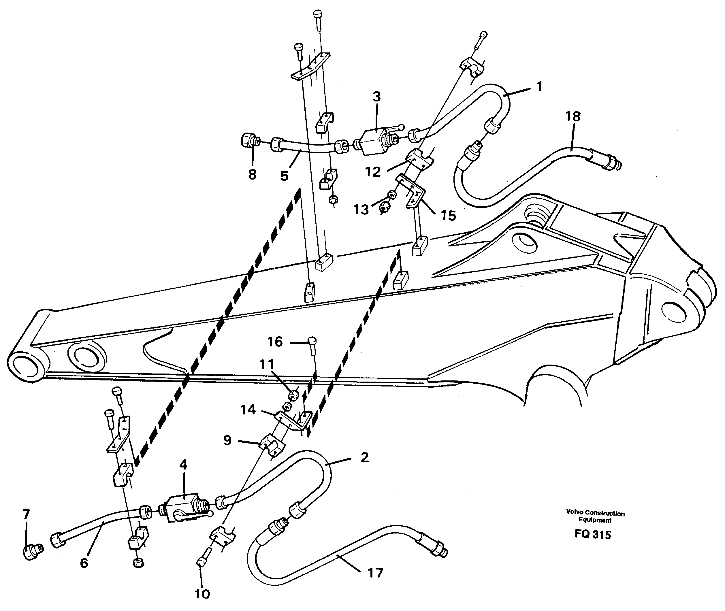 Hammer equipment, dipper arm 1.90m/2.40m incl. shut-off cocks  14253420  14253109 — volvo parts diagram