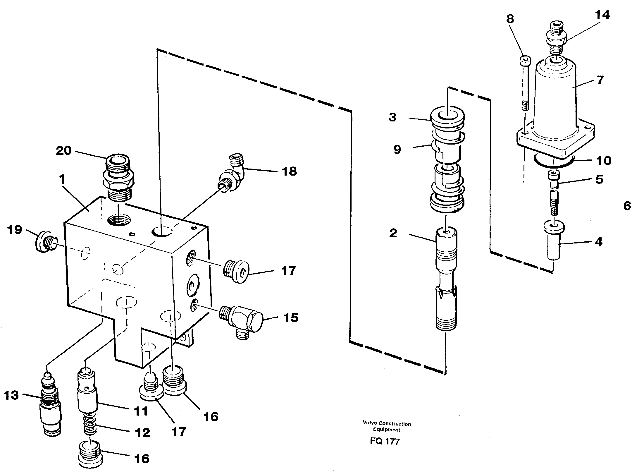 Hose rupture valve, adjustable boom — volvo parts diagram