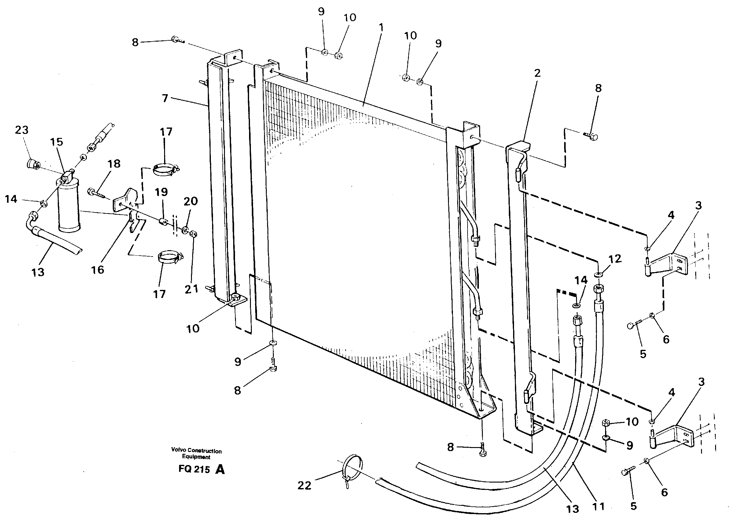 Condensor with fitting parts Cooling agent R134 A — volvo parts diagram