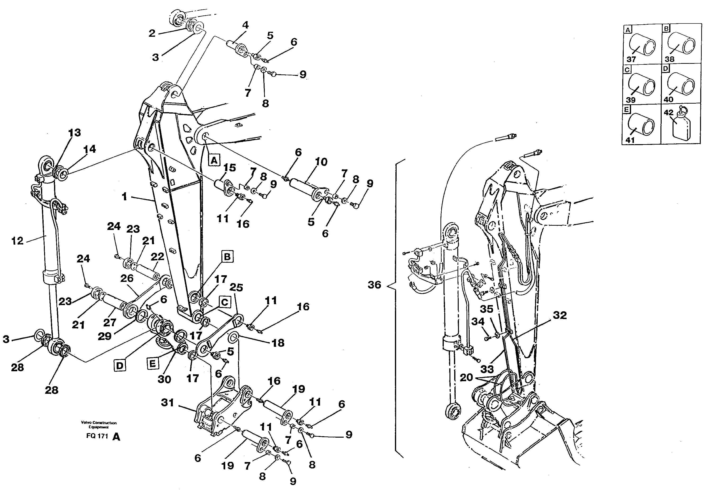 Dipper arm 1.90m/2.40m  14259226  14259227 — volvo parts diagram