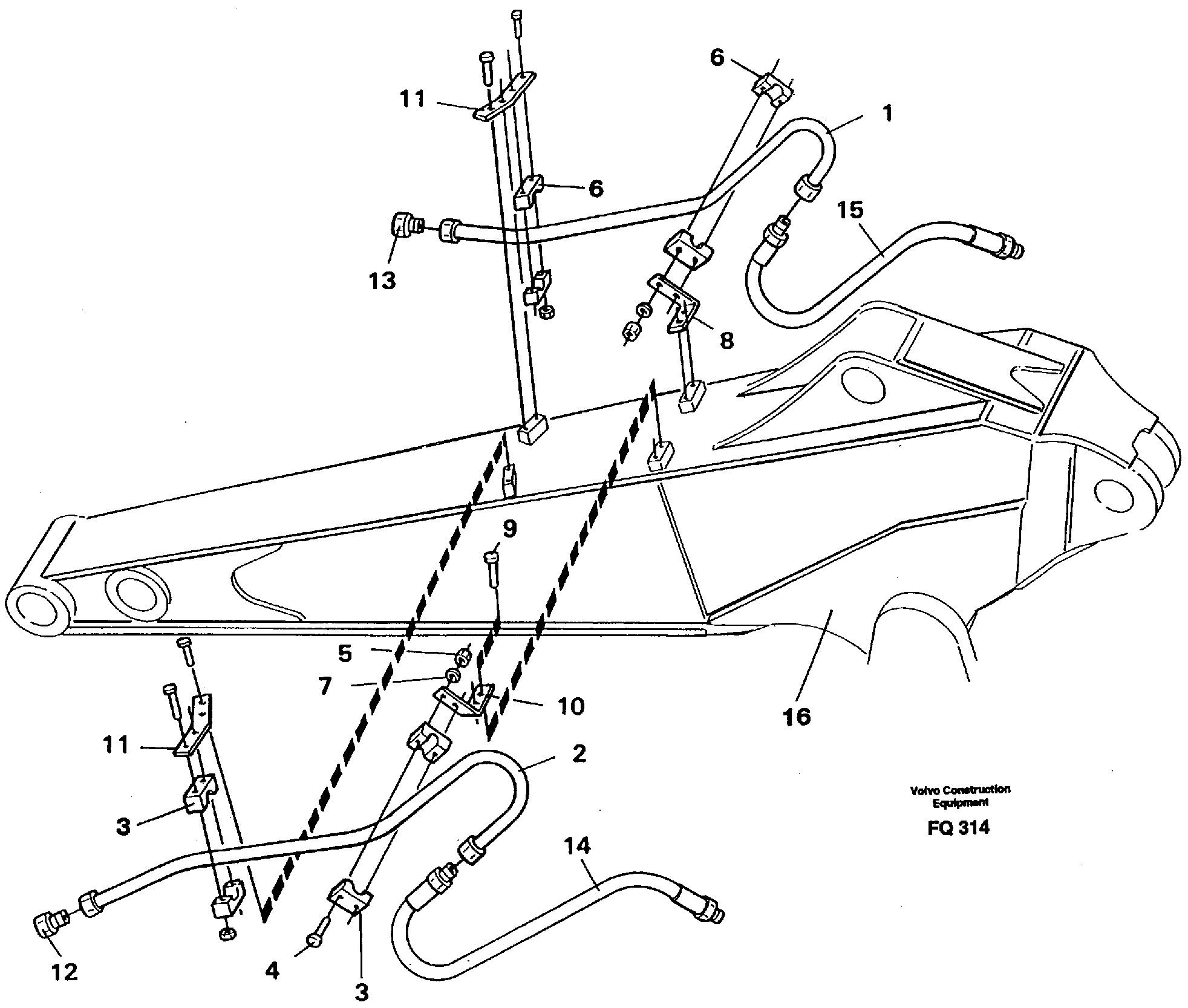 Hammer equipment, dipper arm 1.90m/2.40m  14253426 14253358 — volvo parts diagram