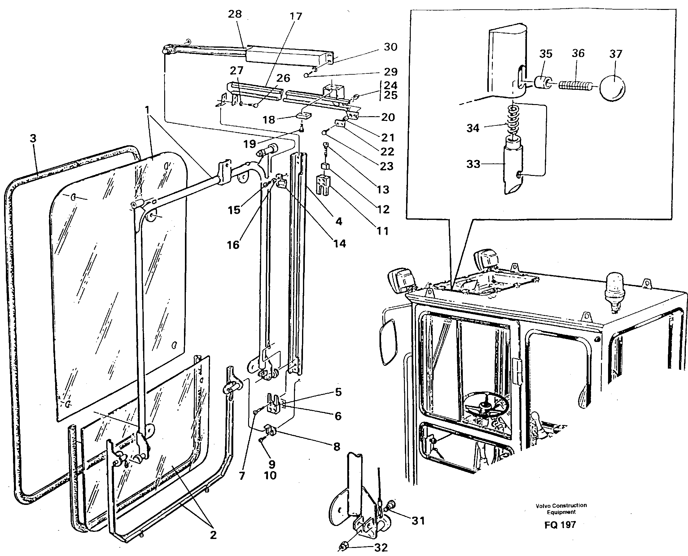 Front window, Lifting device — volvo parts diagram